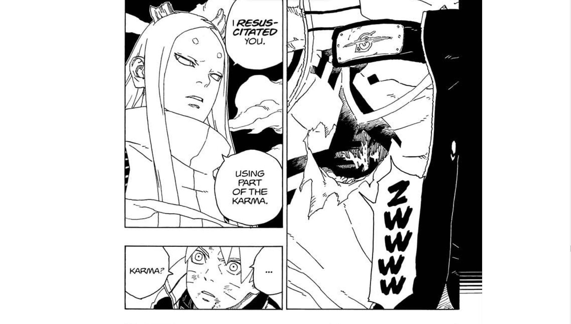 Momoshiki explains how he revived Naruto&#039;s son (image via Masashi Kishimoto/Shueisha)