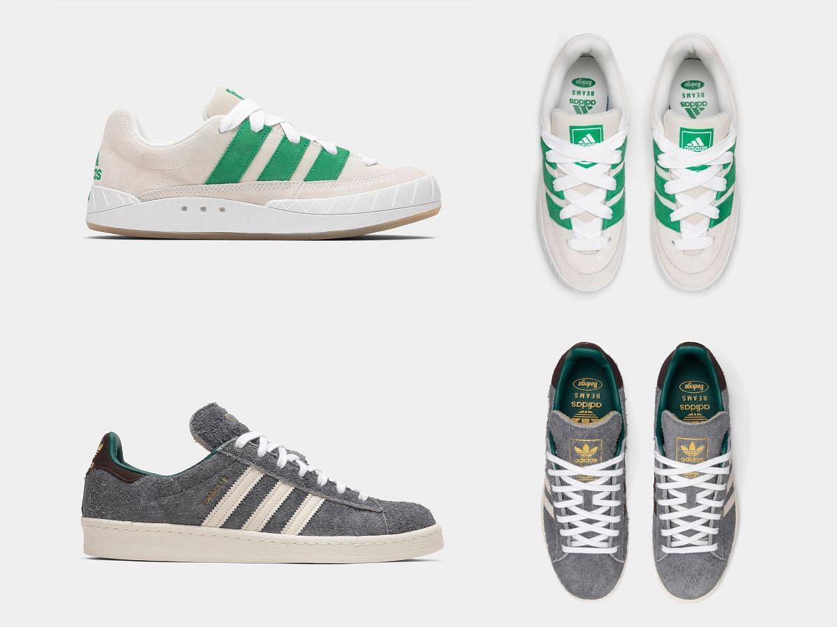 The upcoming Adidas x Bodega x Beams &quot;Easy Ivy&quot; collection features makeovers upon Campus and Adimatic sneaker models (Image via Sportskeeda)
