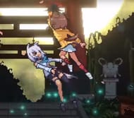 Korone lands a Shoryuken-esque move on Fubuki (via Idol Showdown | Besto Game Team)