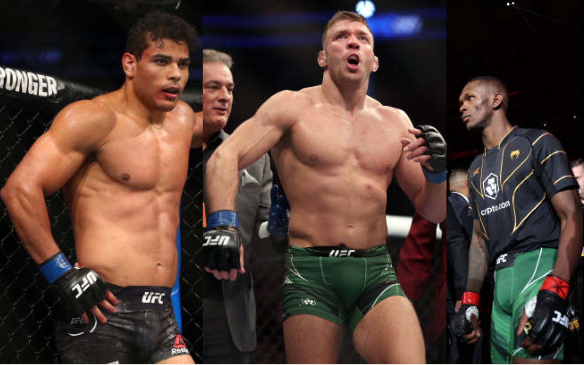 From left to right: Paulo Costa, Dricus du Plessis, and Israel Adesanya