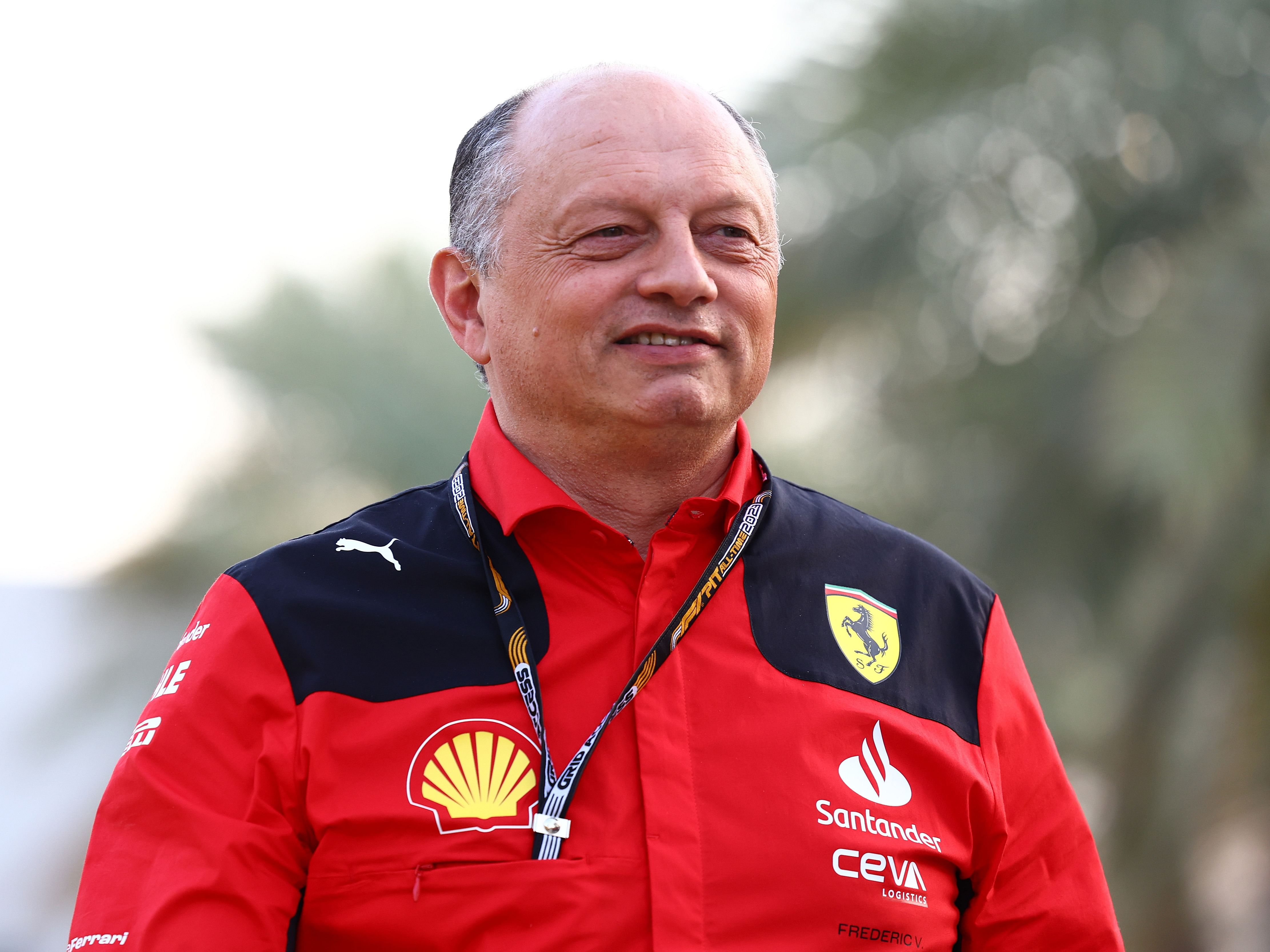 Frederic Vasseur walks in the paddock during practice ahead of the 2023 F1 Bahrain Grand Prix (Photo by Mark Thompson/Getty Images)