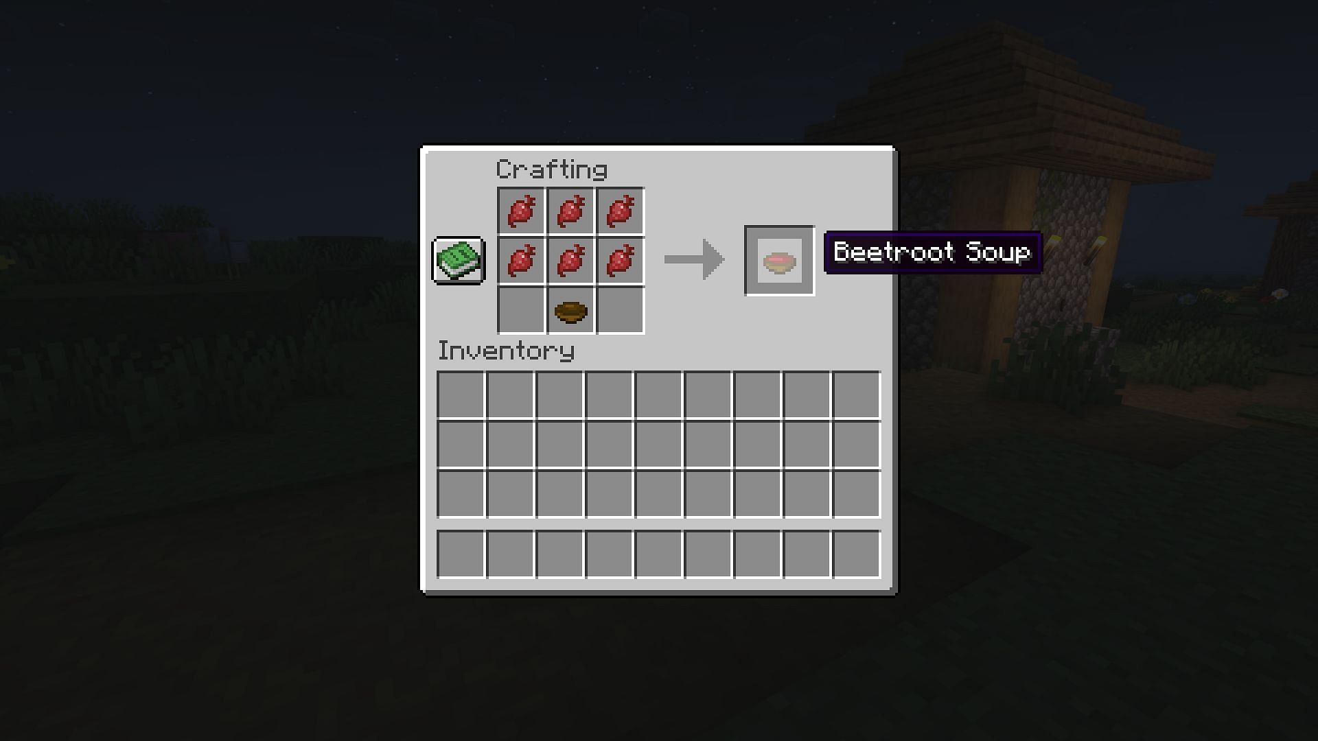 Crafting recipe of beetroot soup (Image via Mojang)