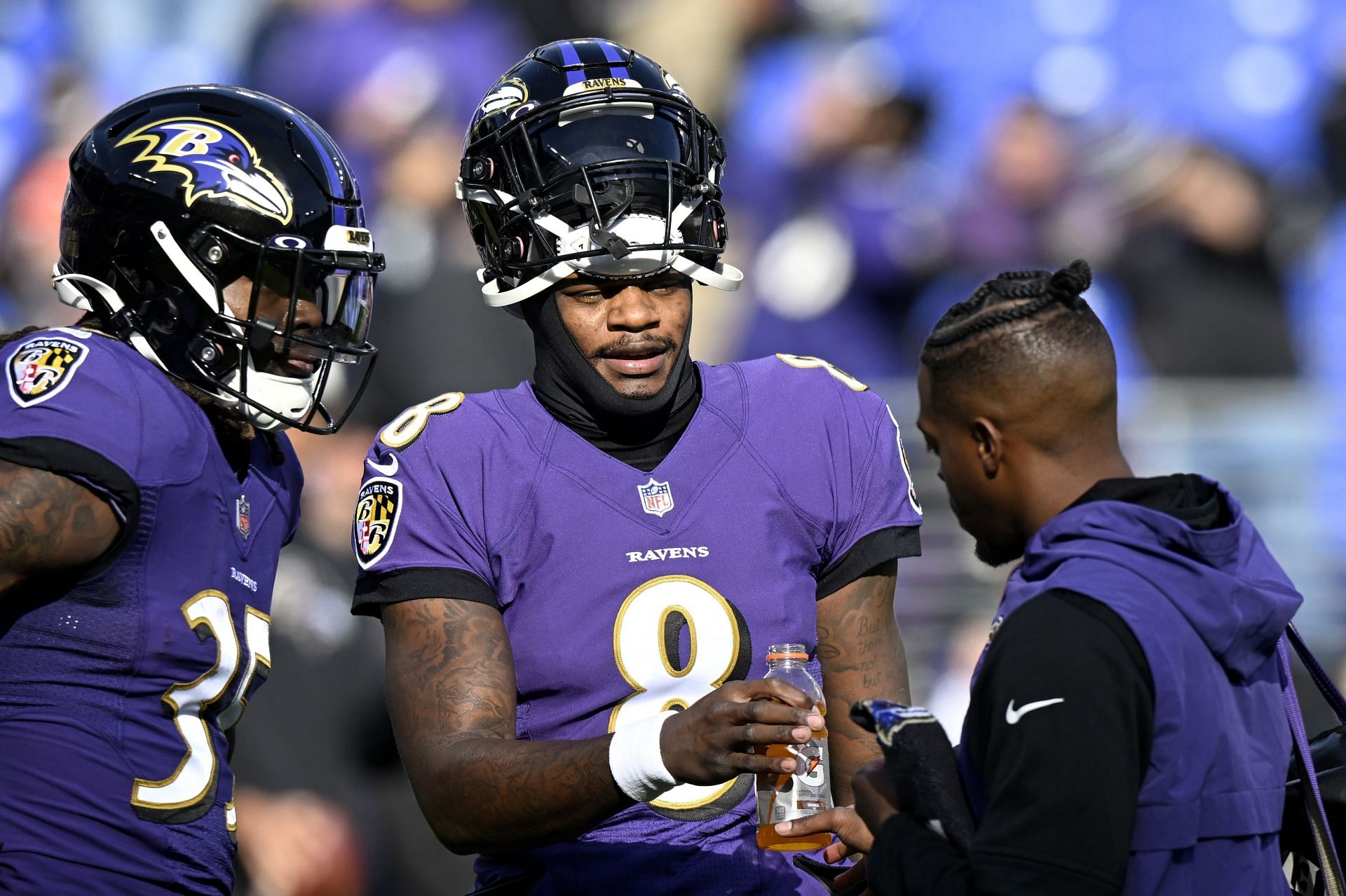 Lamar Jackson at a Denver Broncos v Baltimore Ravens game