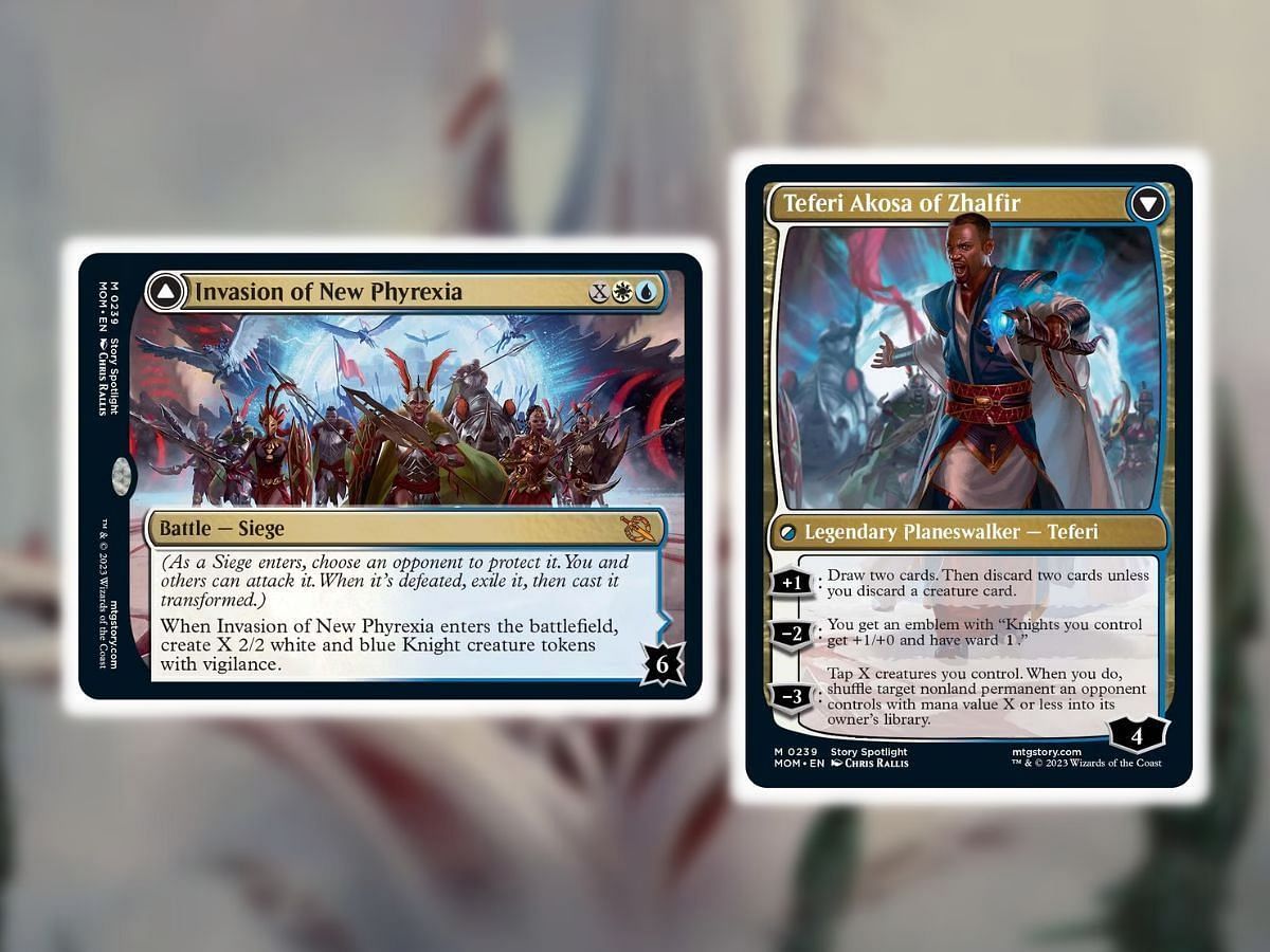 Invasion of New Phyrexia and Teferi Akosa of Zhalfir in Magic: The Gathering (Image via Wizards of the Coast)