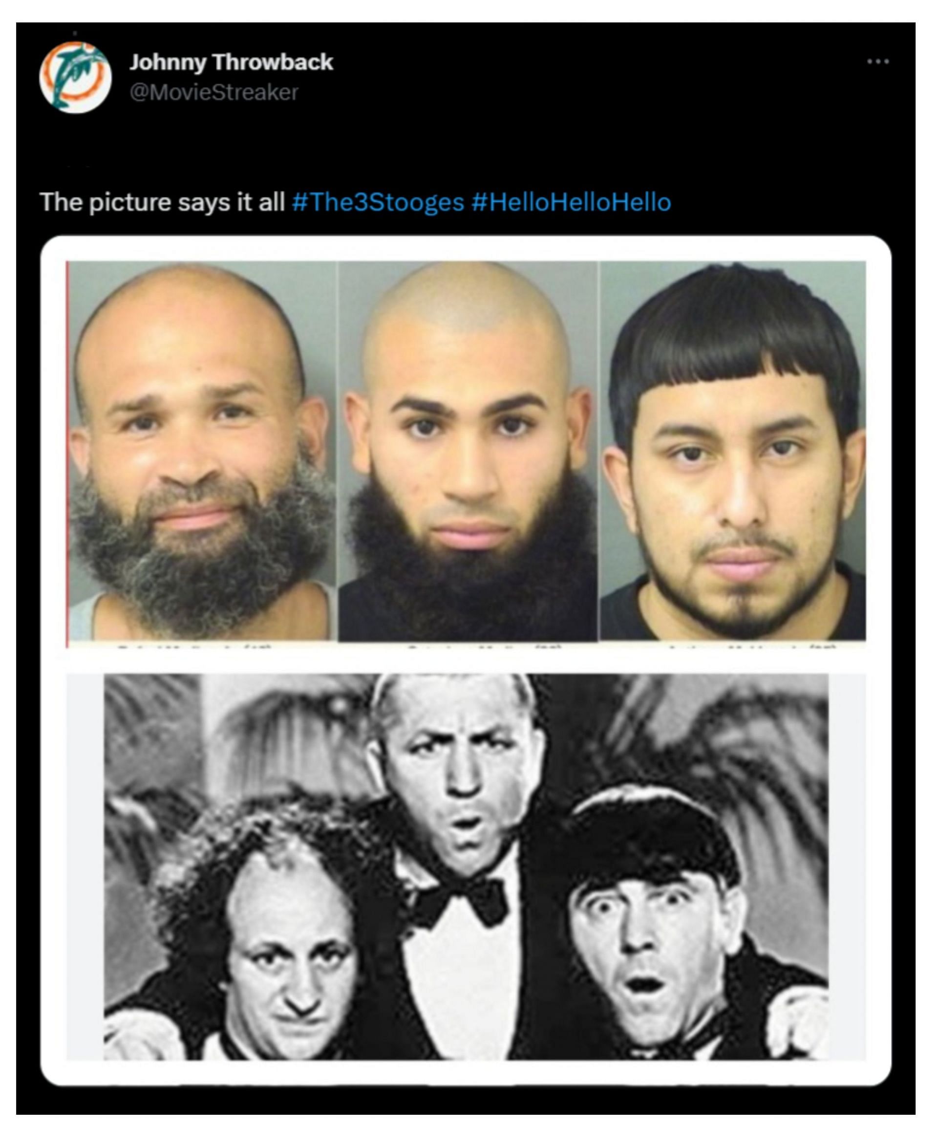 The three stooges compared to the convicts (Image via Twitter/MovieStreaker)