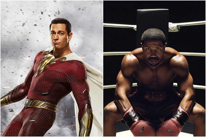 The official posters of Shazam 2 and Creed III (Image via DC)