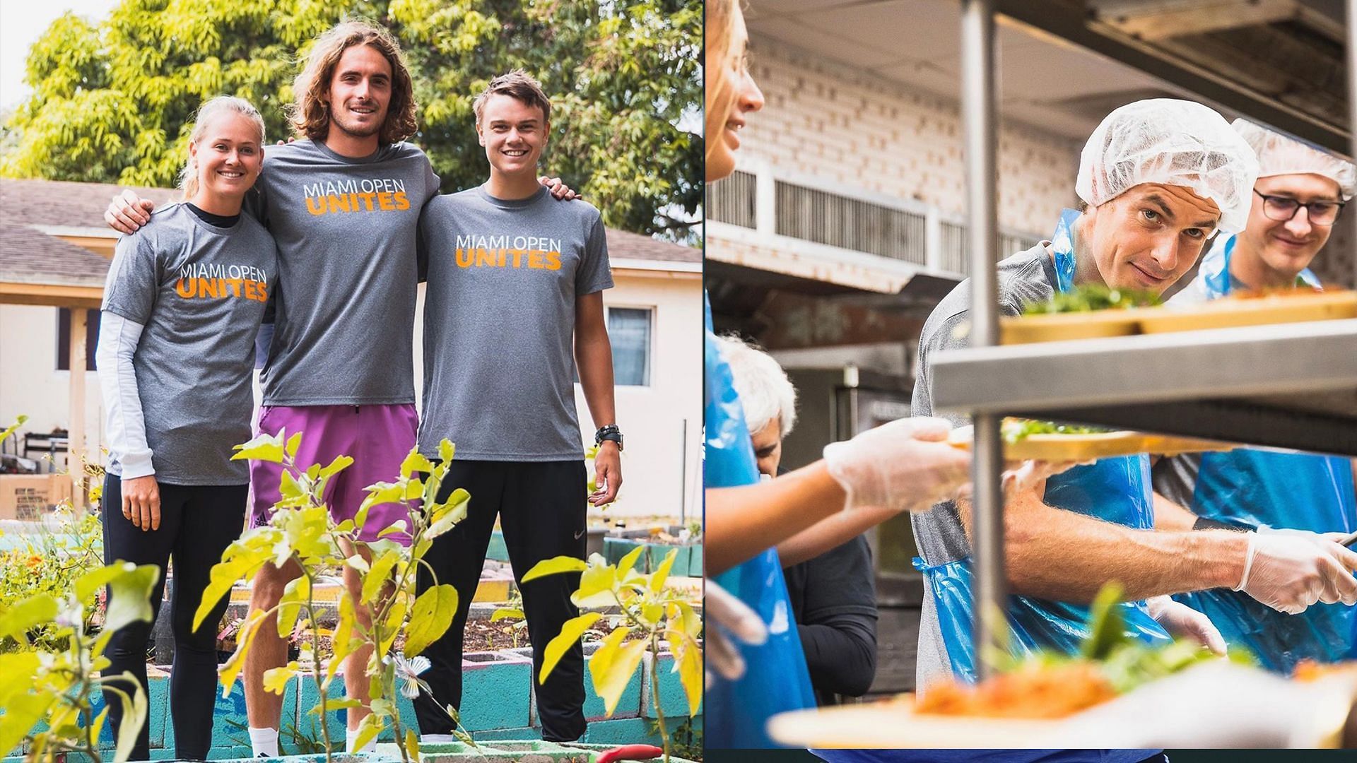 Stefanos Tsitsipas and Andy Murray for the Miami Open Unites initiative