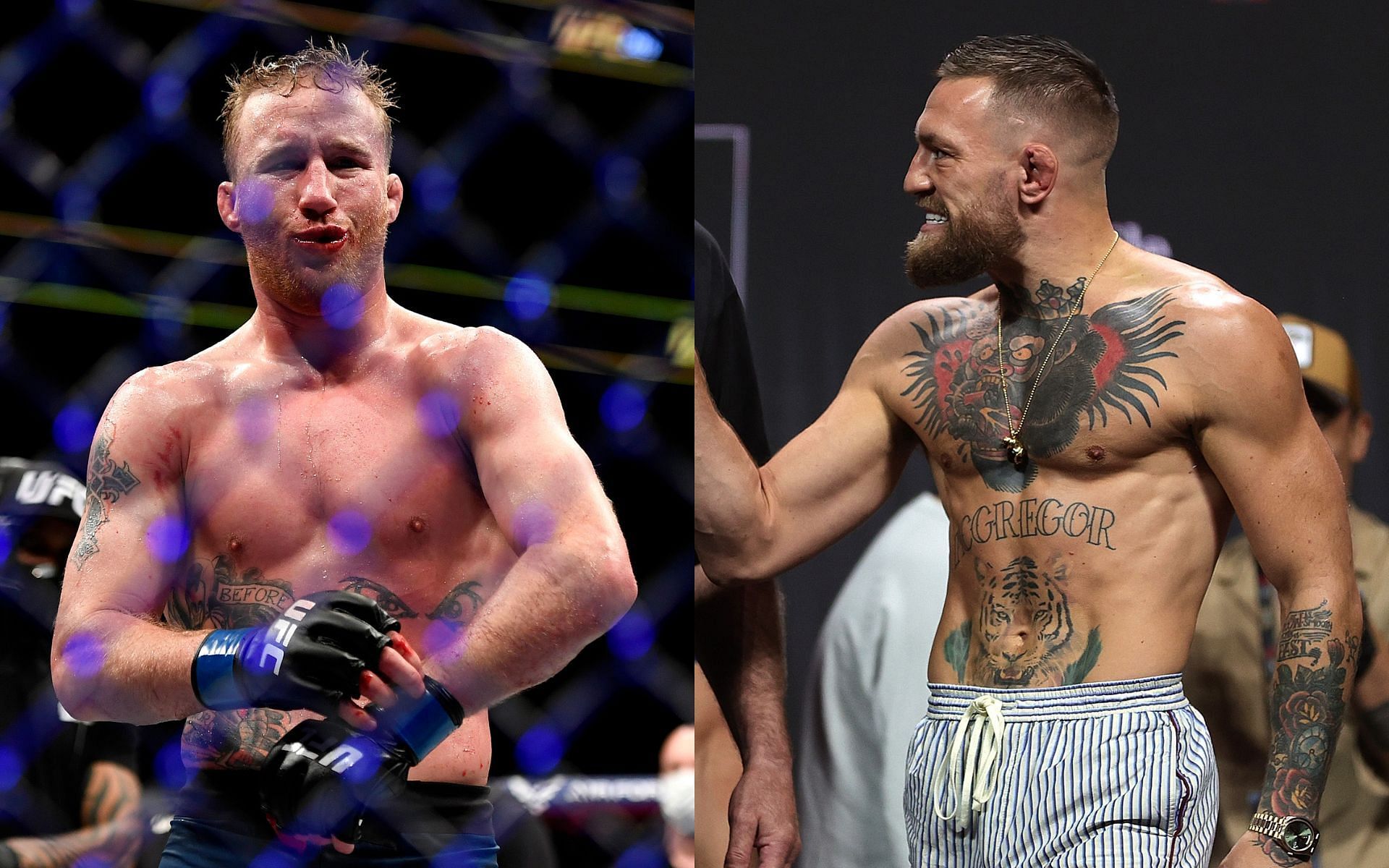 Justin Gaethje (left) Conor McGregor (right) 