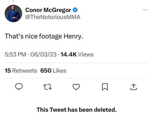 Screenshot of McGregor's tweet