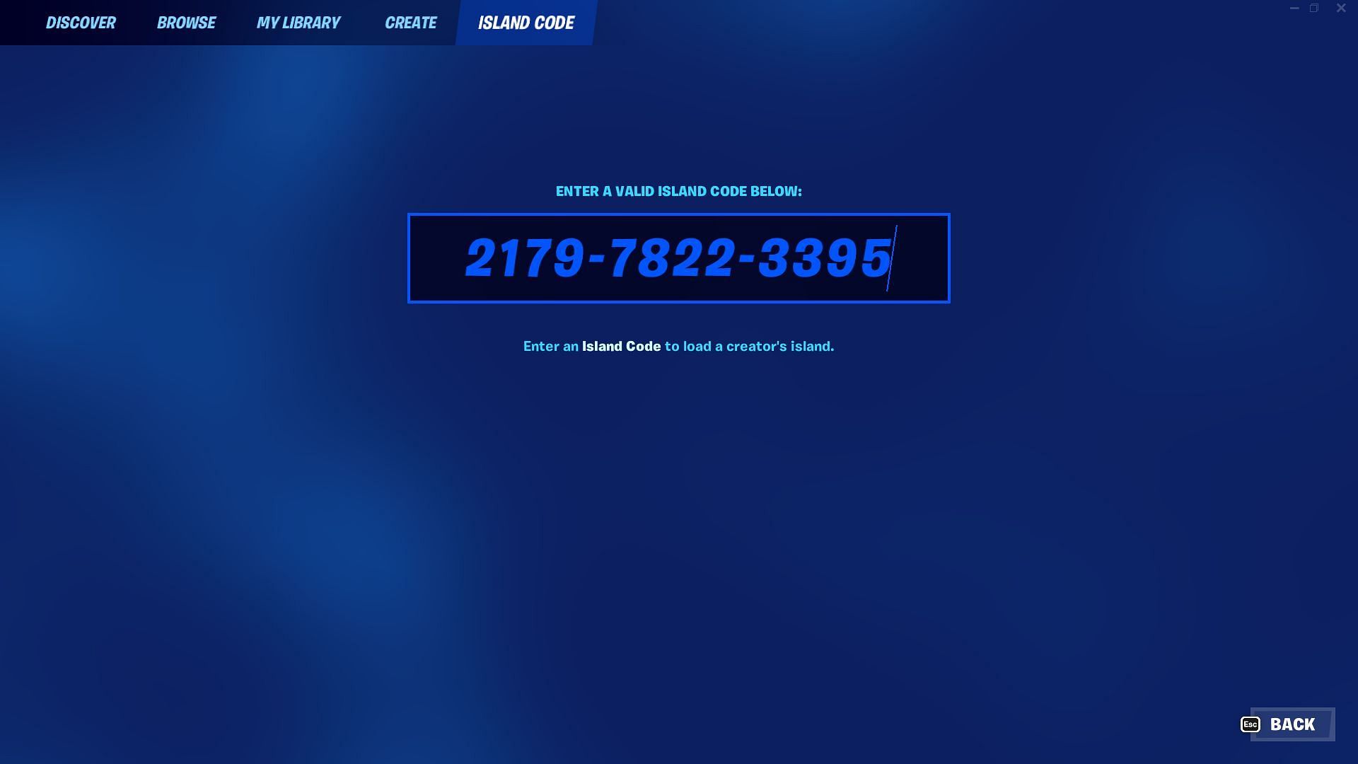The code for the new Fortnite Creative 2.0 map. (Image via Epic Games