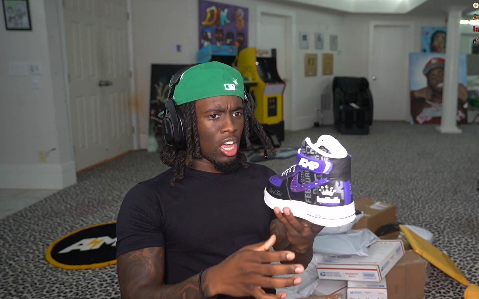 Kai Cenat getting a custom Nike Air Force 1 from Twitch left the streaming community divided (Image via Kai Cenat/Twitch)