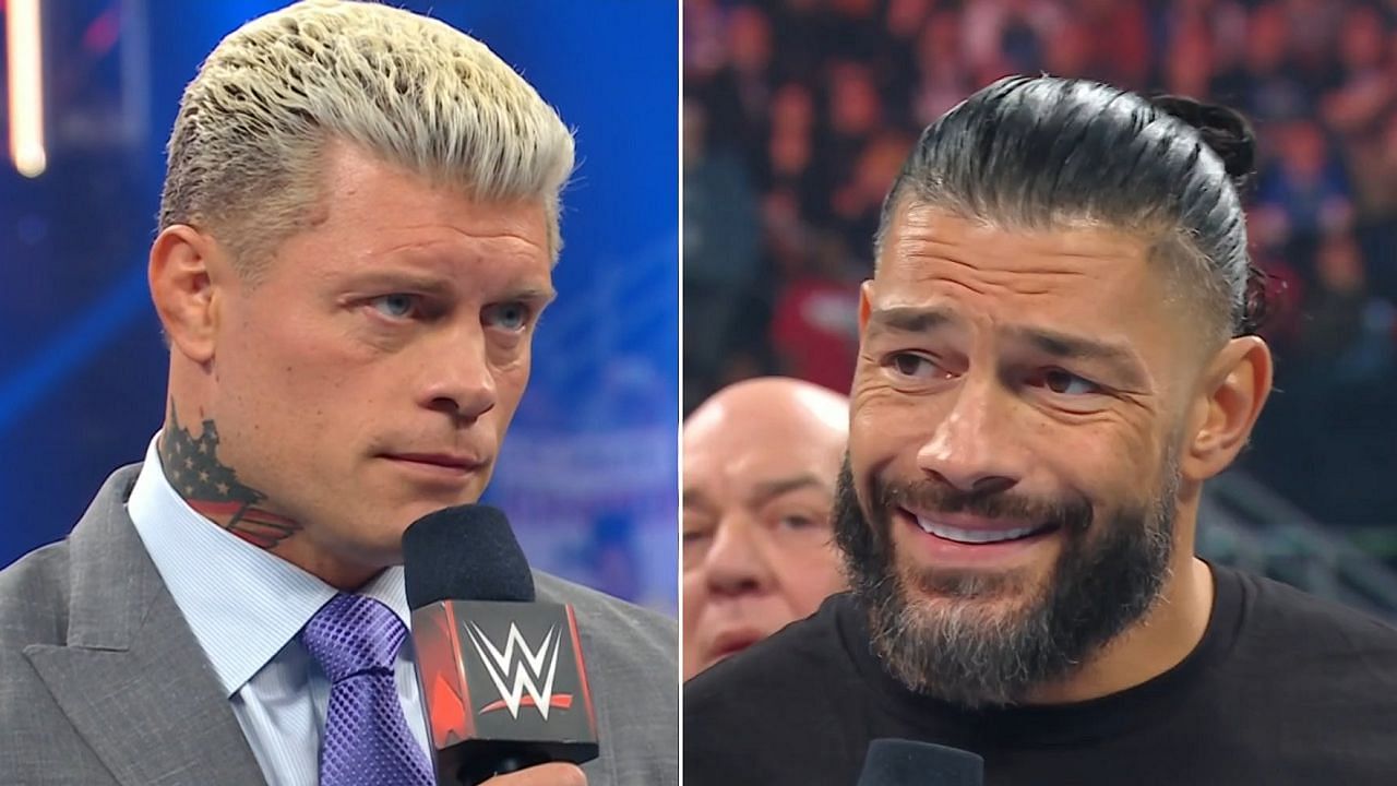 Cody Rhodes (left); Roman Reigns (right)