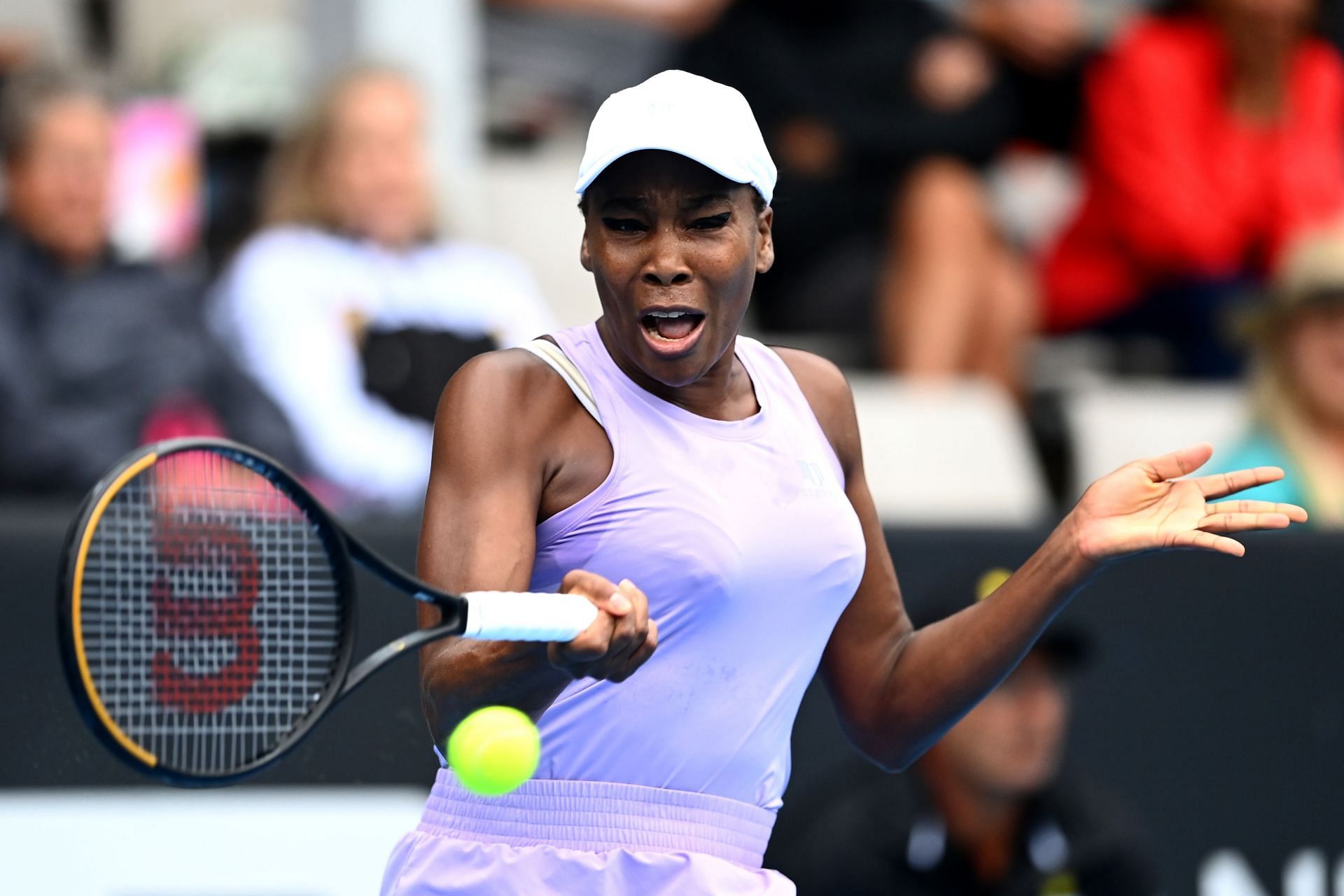 Venus Williams in action at the 2023 ASB Classic