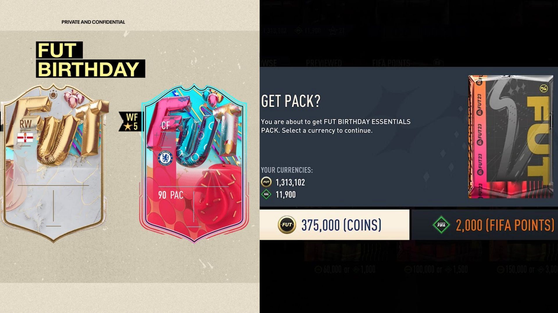 The FUT Birthday Essentials pack is a costly affair in FIFA 23 due to its high purchase price (Images via EA Sports)