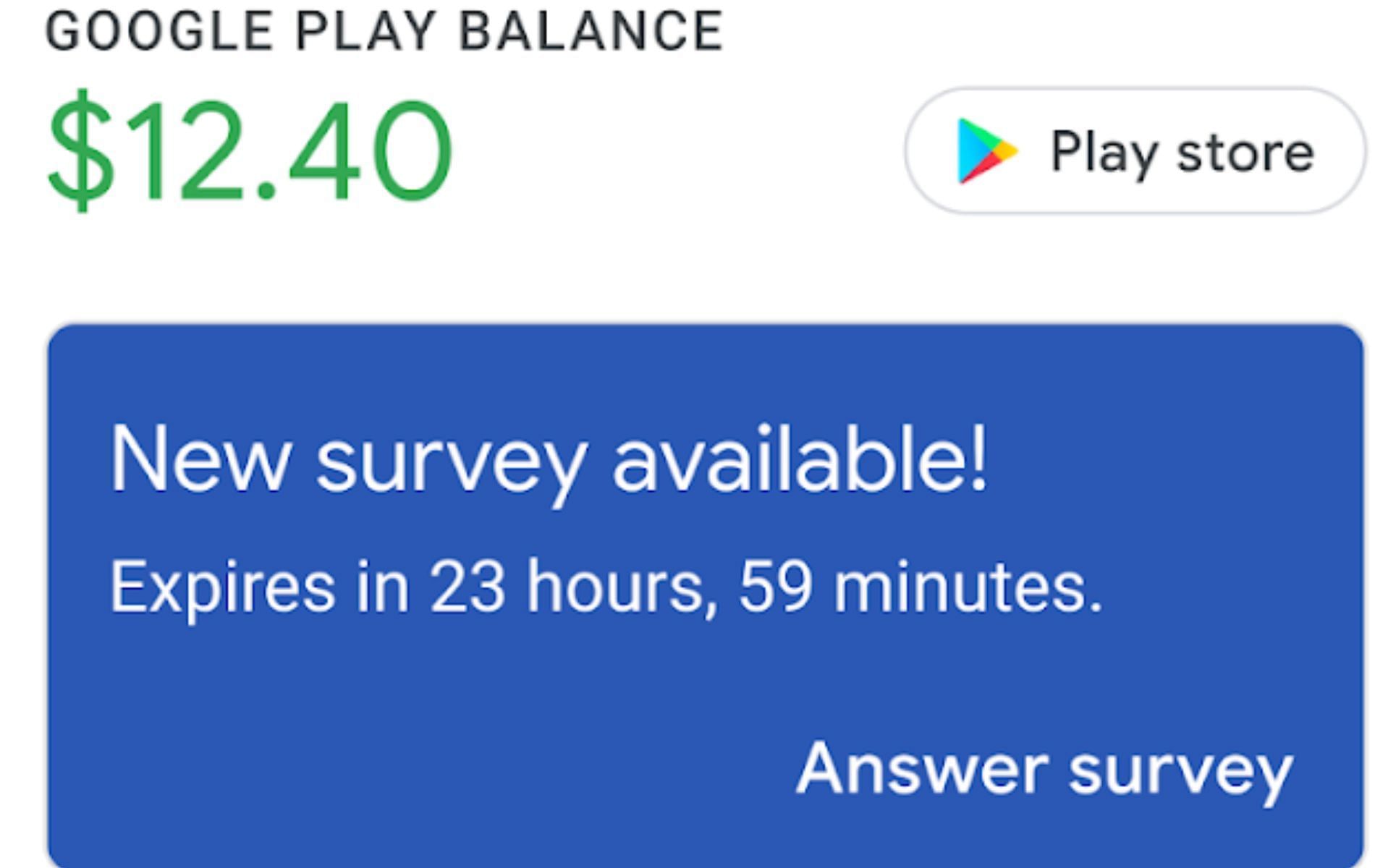 Complete surveys to earn Google Credits (Image via Google Play Store)