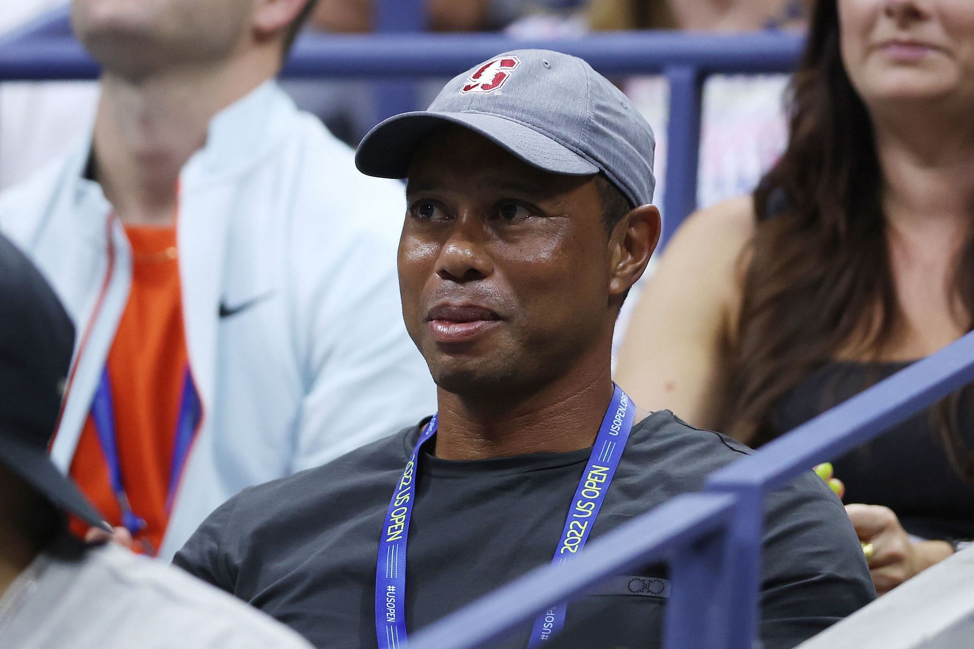 Tiger Woods at the Serena Williams vs Anett Kontaveit match during the 2022 US Open
