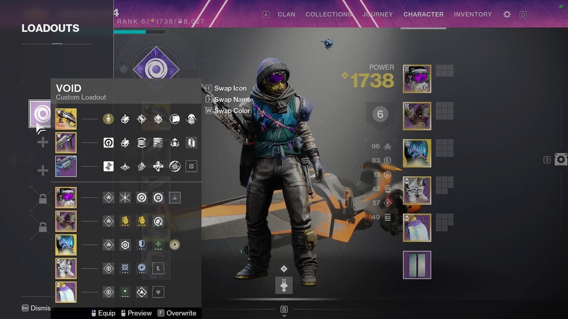 The loadout manager in Destiny 2 Lightfall (Image via Bungie)