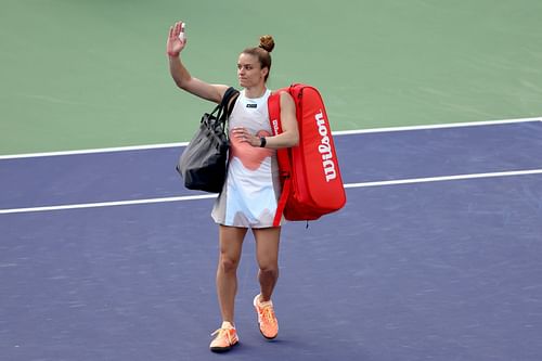 Maira Sakkari at the 2023 BNP Paribas Open.