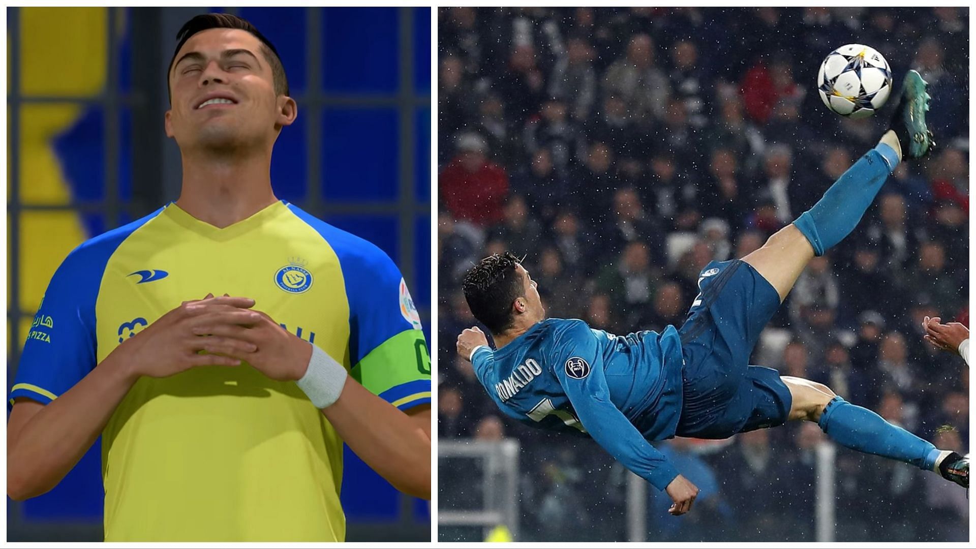 Bicycle kicks are overpowered in FIFA 23 (Images via EA Sports and Getty)
