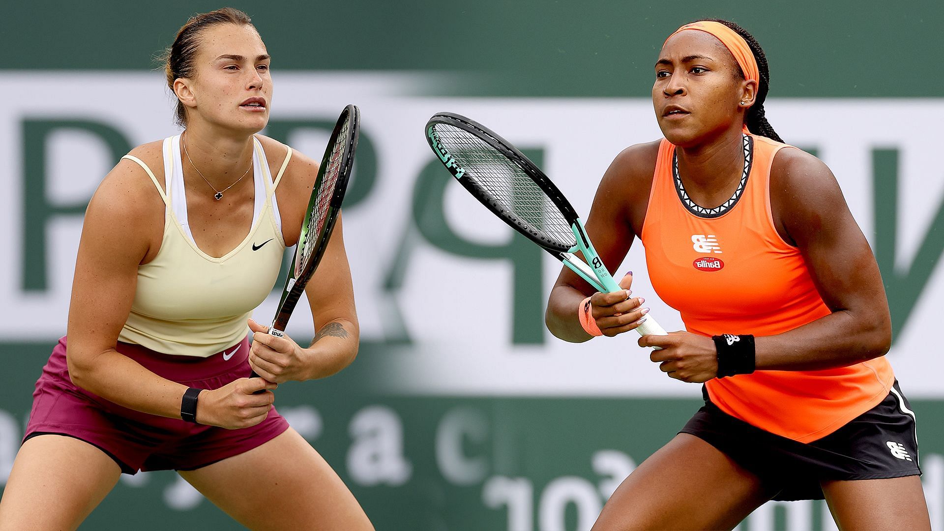 Aryna Sabalenka (L) and Coco Gauff.