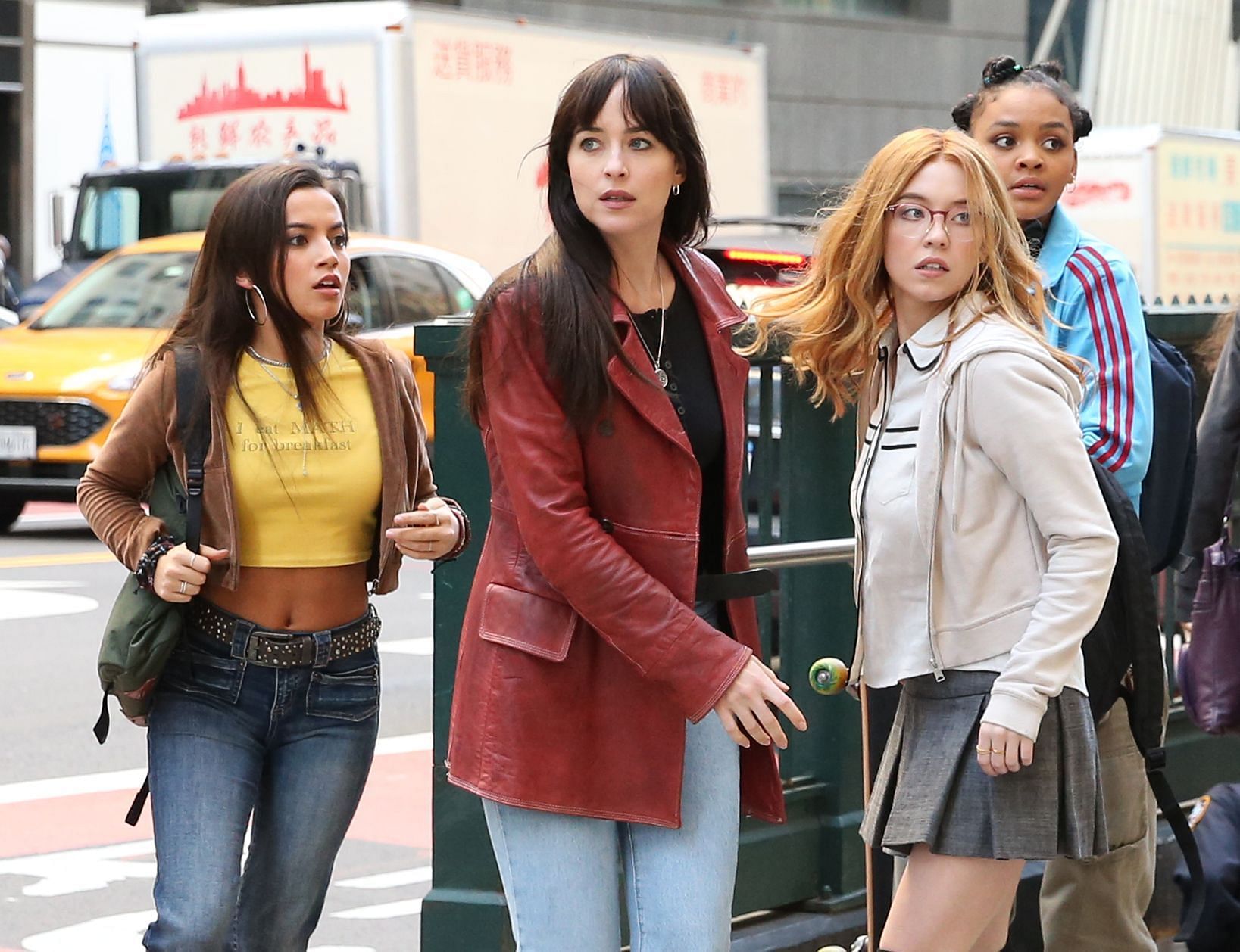 Isabela Merced, Dakota Johnson, Sydney Sweeney, and Celeste O&#039;Connor (Image via Sony)