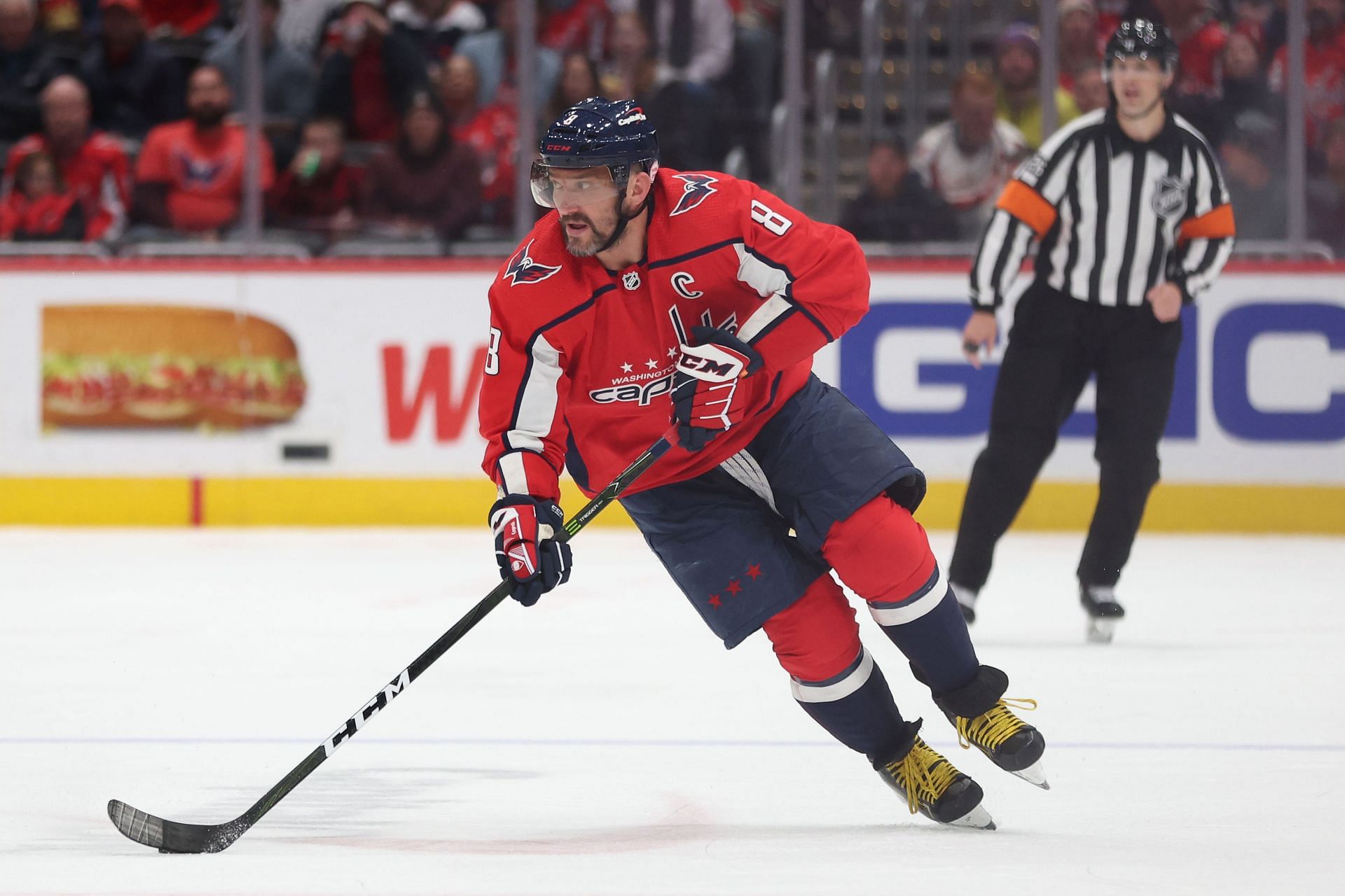 Alex Ovechkin in the frame during New York Rangers v Washington Capitals game