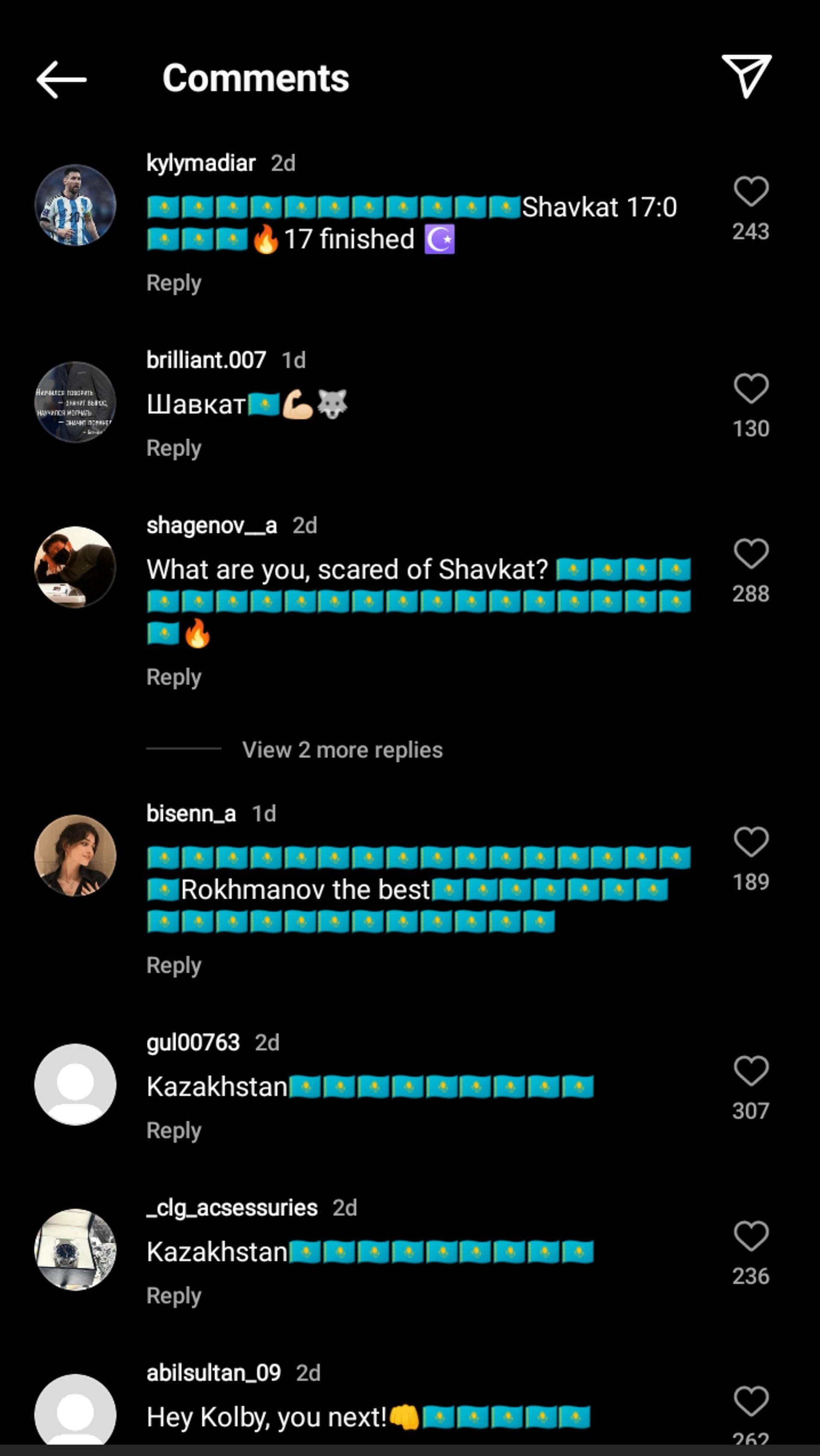Fans spamming Kazakhstan flag