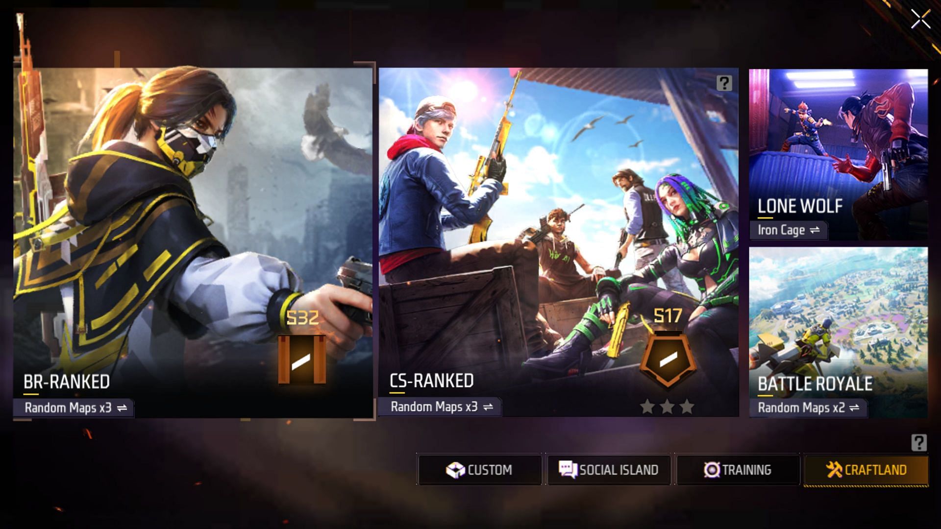 Play BR Ranked matches to earn the tokens (Image via Garena)
