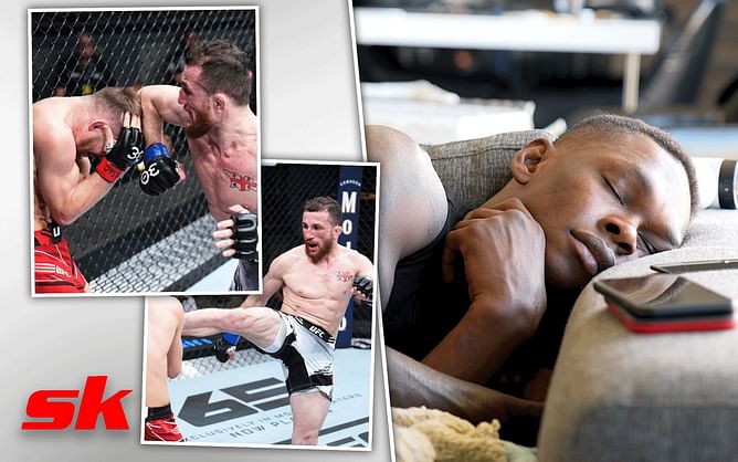 WATCH: Israel Adesanya falls asleep while watching Petr Yan vs. Merab Dvalishvili