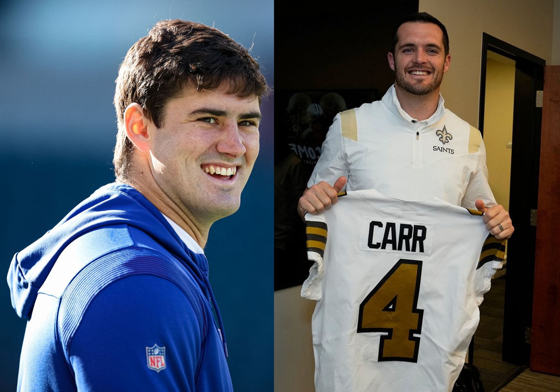 (L-to-R) Daniel Jones and Derek Carr