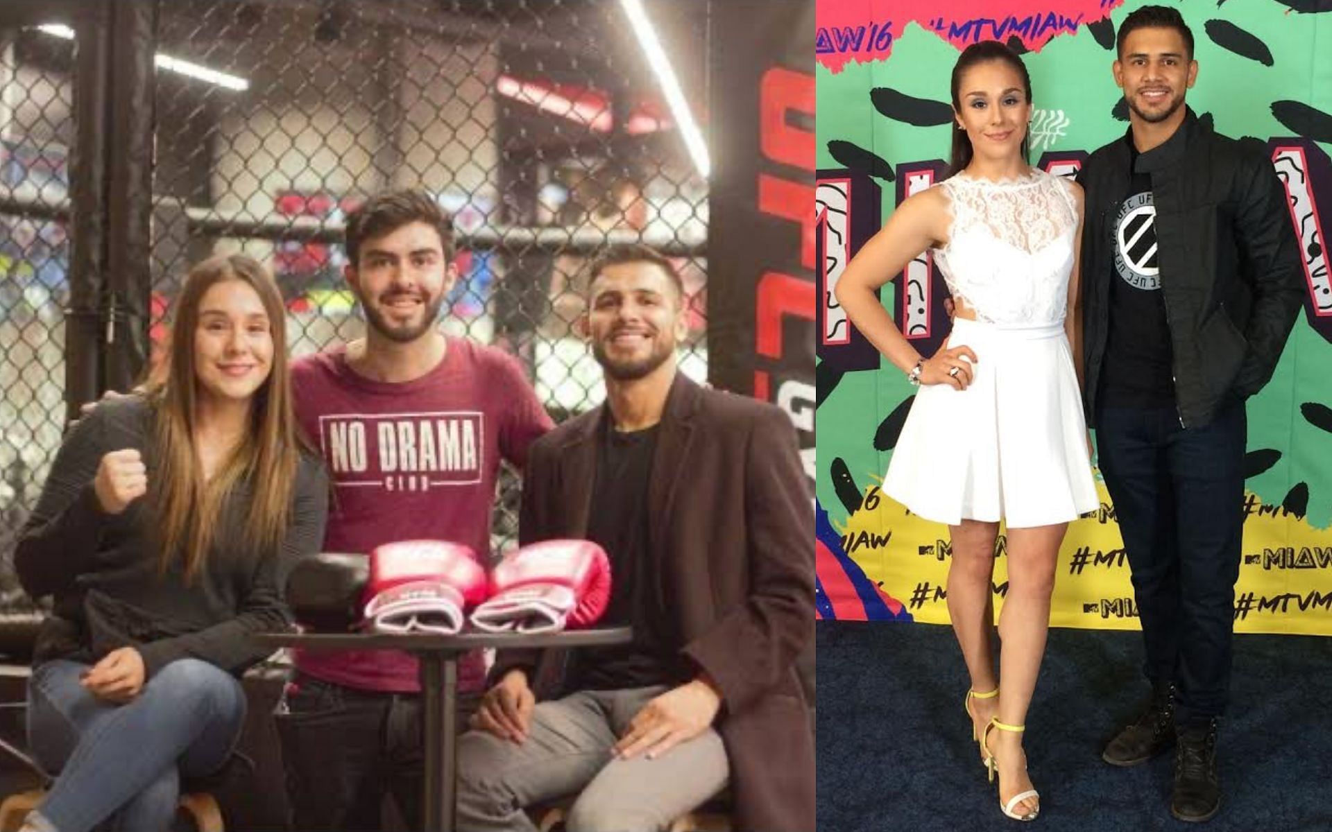 Alexa Grasso with Yair Rodriguez. [Images courtesy: left image from YouTube GRUPOUFCG and right image from Reddit r/WMMA]