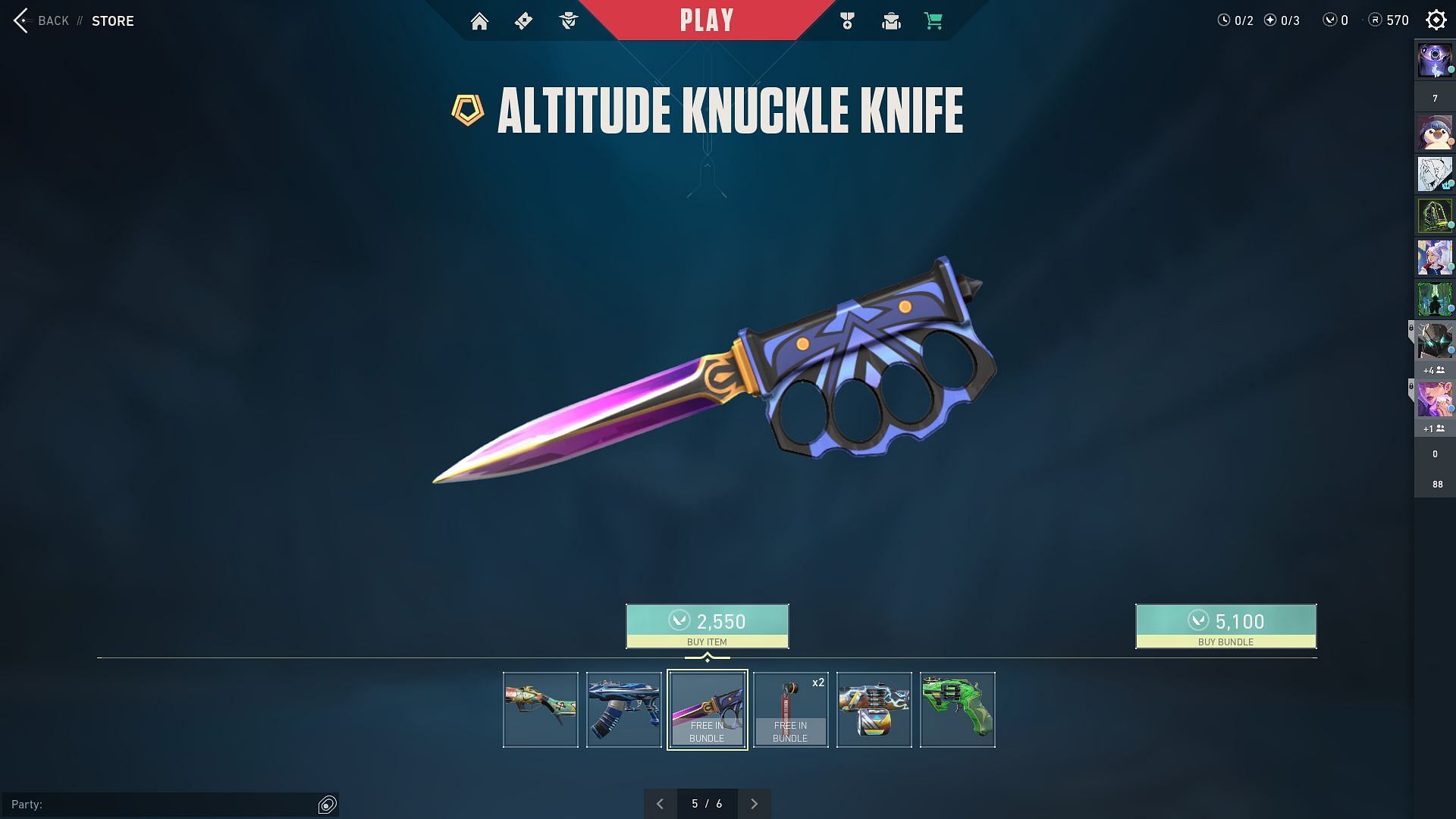Altitude Knuckle Knife in Valorant store (Image via Riot Games)