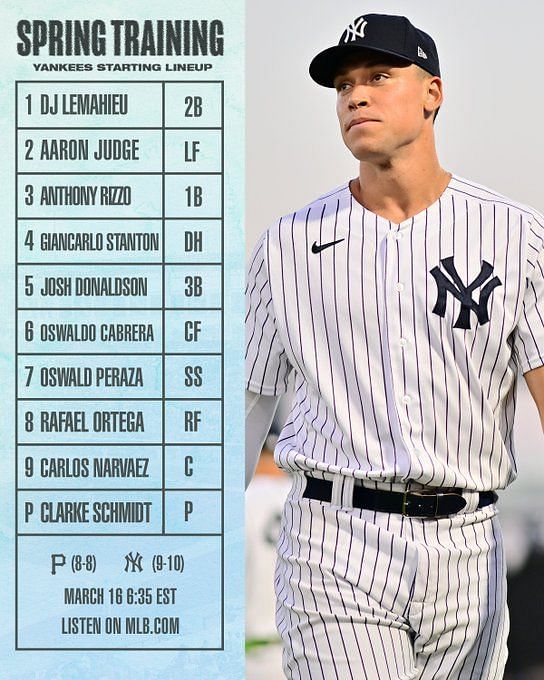 Today's starting lineup is going for 5 - New York Yankees