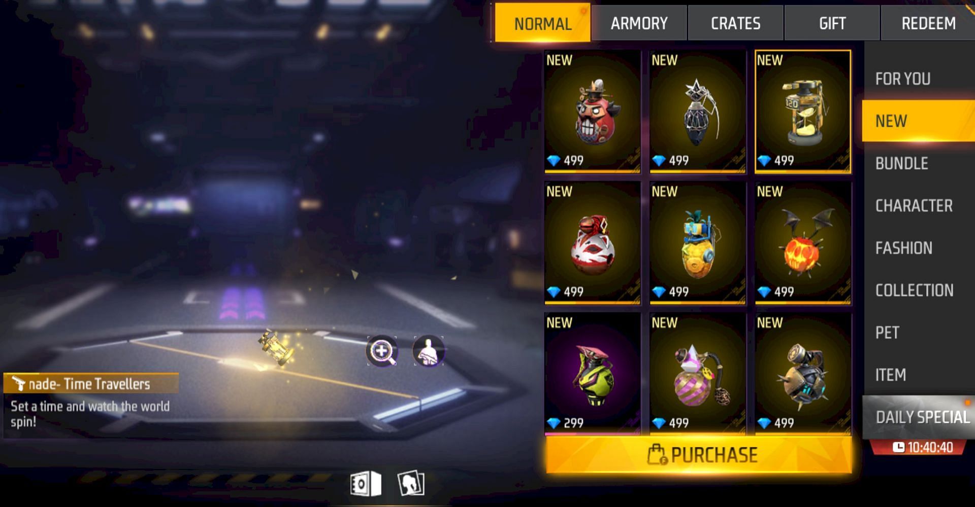 Majority of the grenades cost 499 diamonds (Image via Garena)