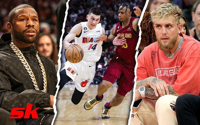 BREAKING: Jake Paul almost gets jumped by Floyd Mayweather at Miami Heat game and makes a run for it