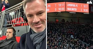 Jamie Carragher taunts Gary Neville as Liverpool run riot in 7-0 demolition of Manchester United