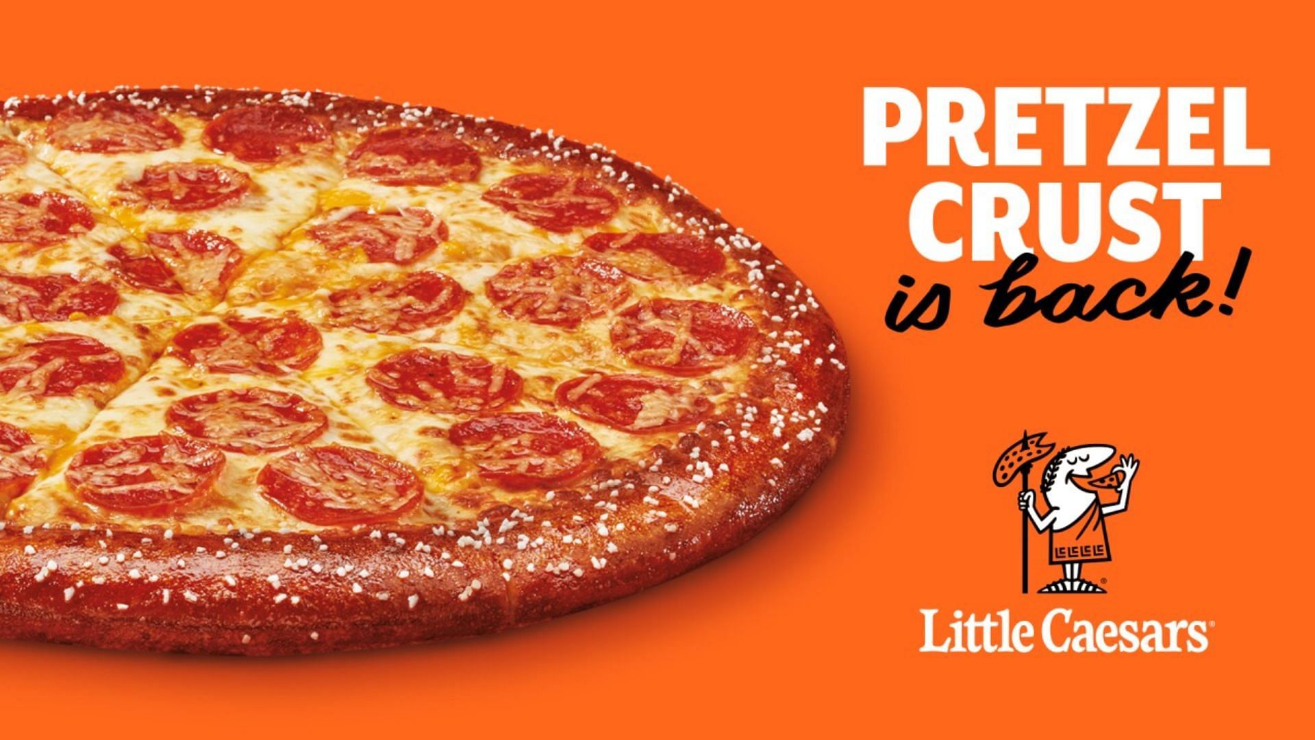 the Pretzel Crust Pizza returns to the chain starting March 27 and will be available across the country for a limited time (Image via Little Caesars)