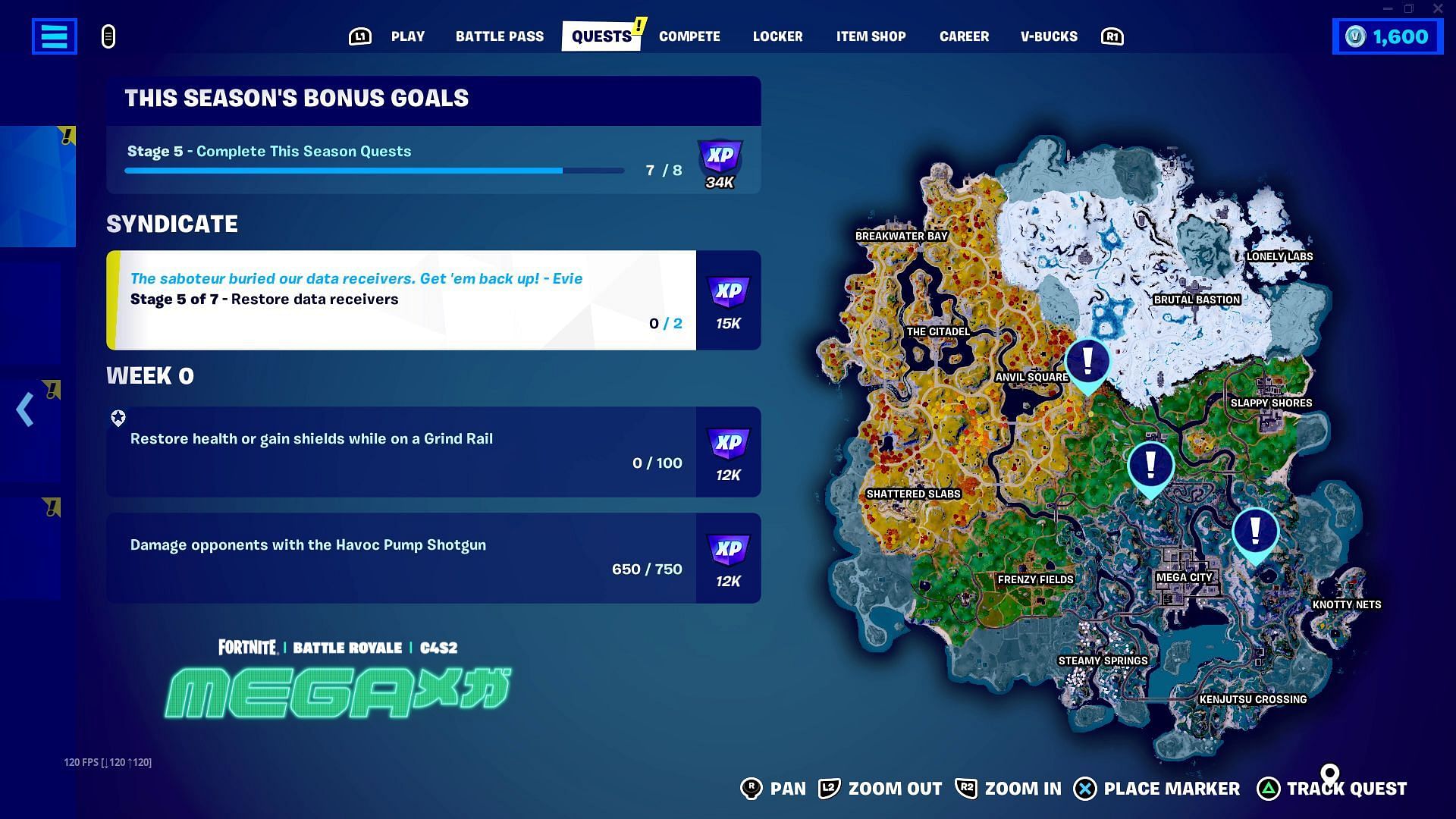 Quests Tab in Fortnite (Image via Sportskeeda)