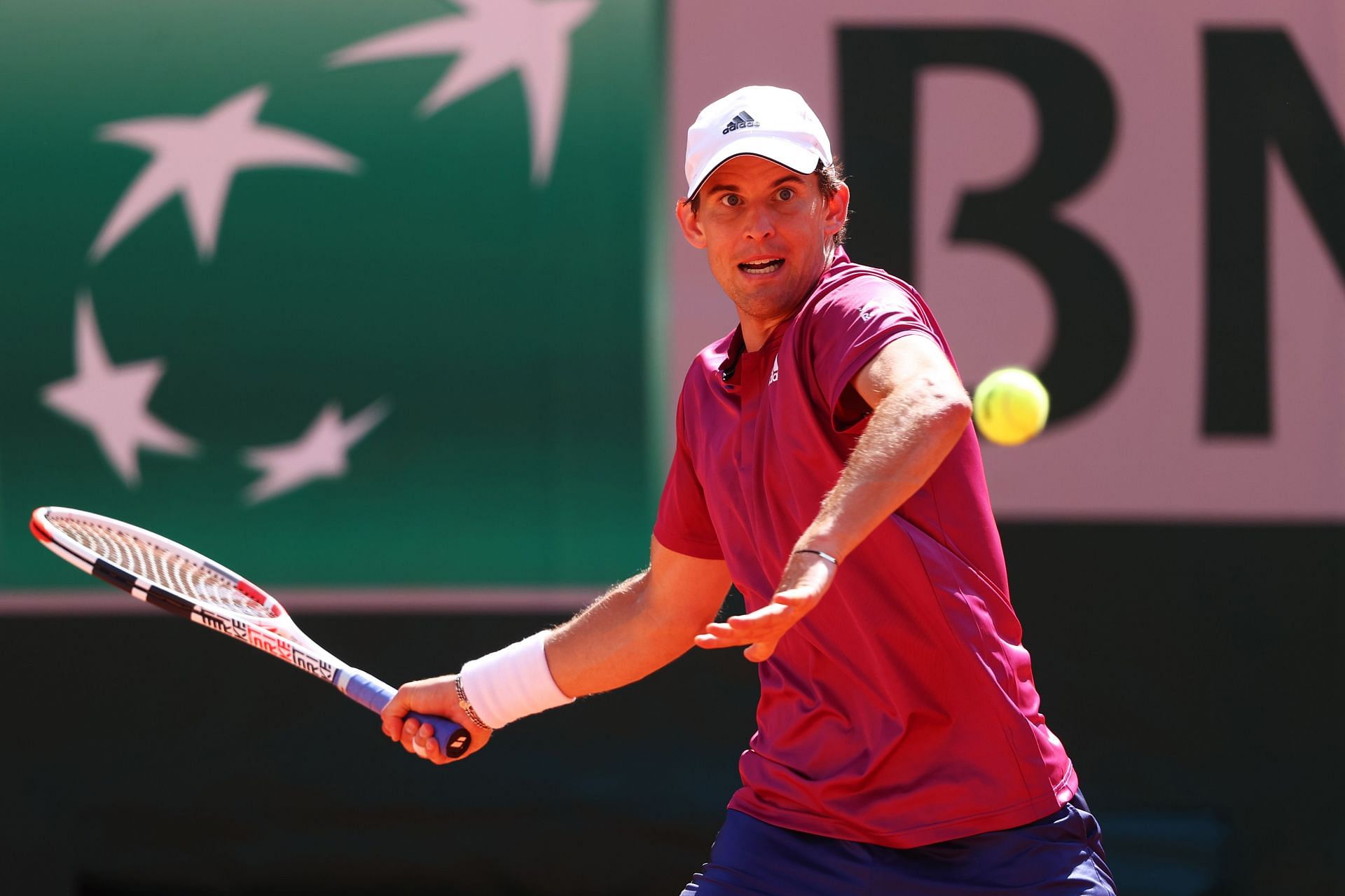 Dominic Thiem competes during the 2021 French Open.