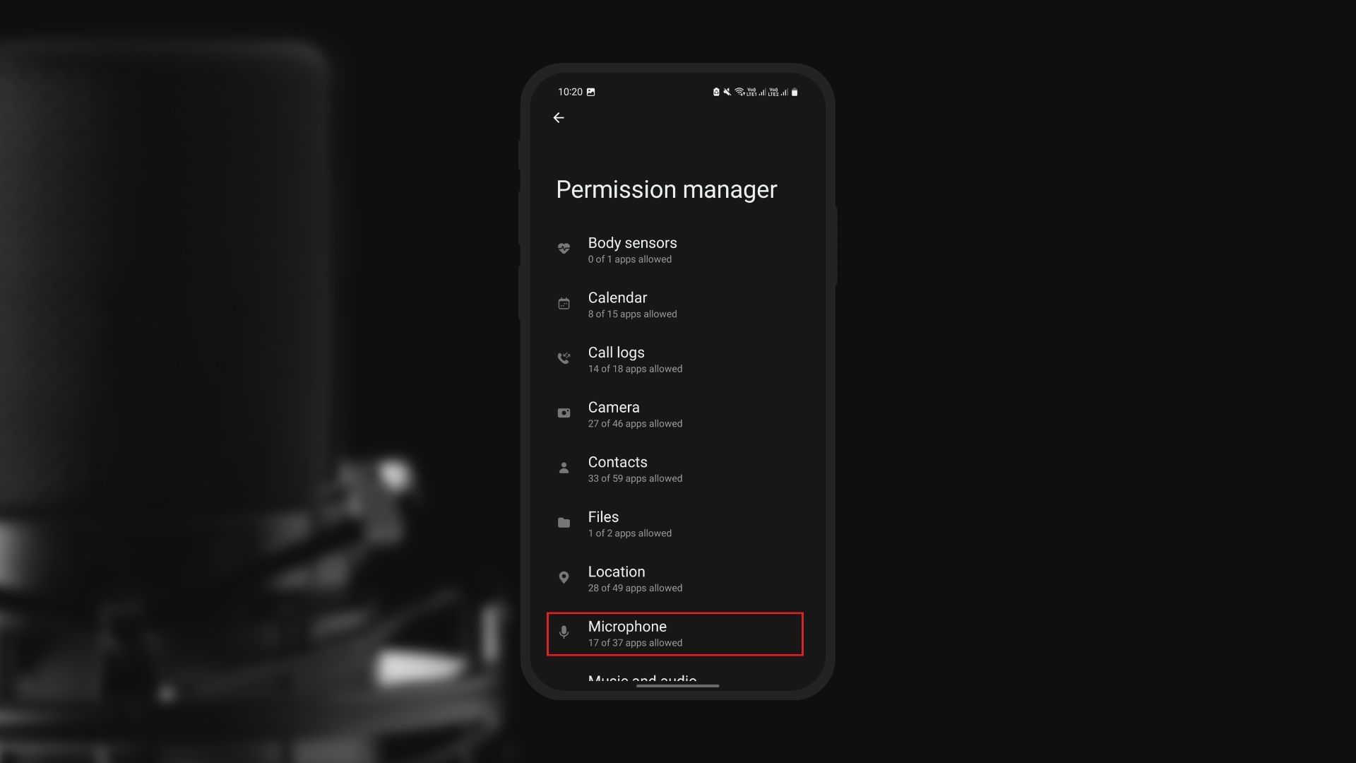 The microphone section in the Permission Manager (Image via Sportskeeda)