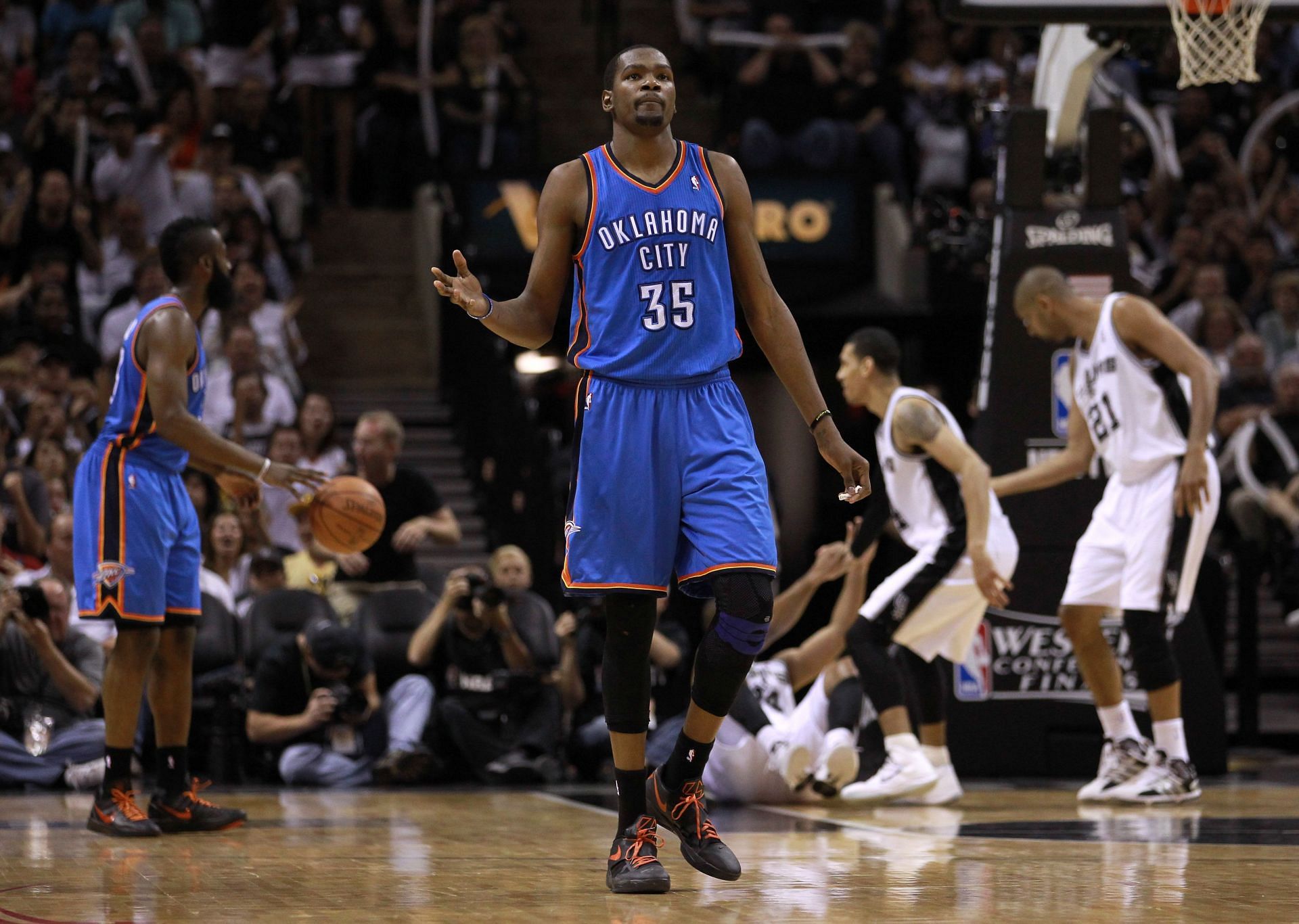 Durant&#039;s height has varied from year to year (Image via Getty Images)