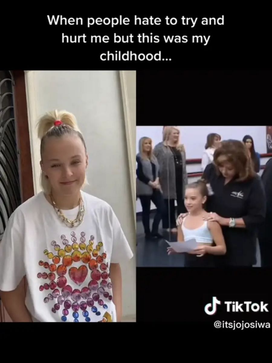 Jojo Siwa reacting to old footage of herself (Image via Tik Tok)