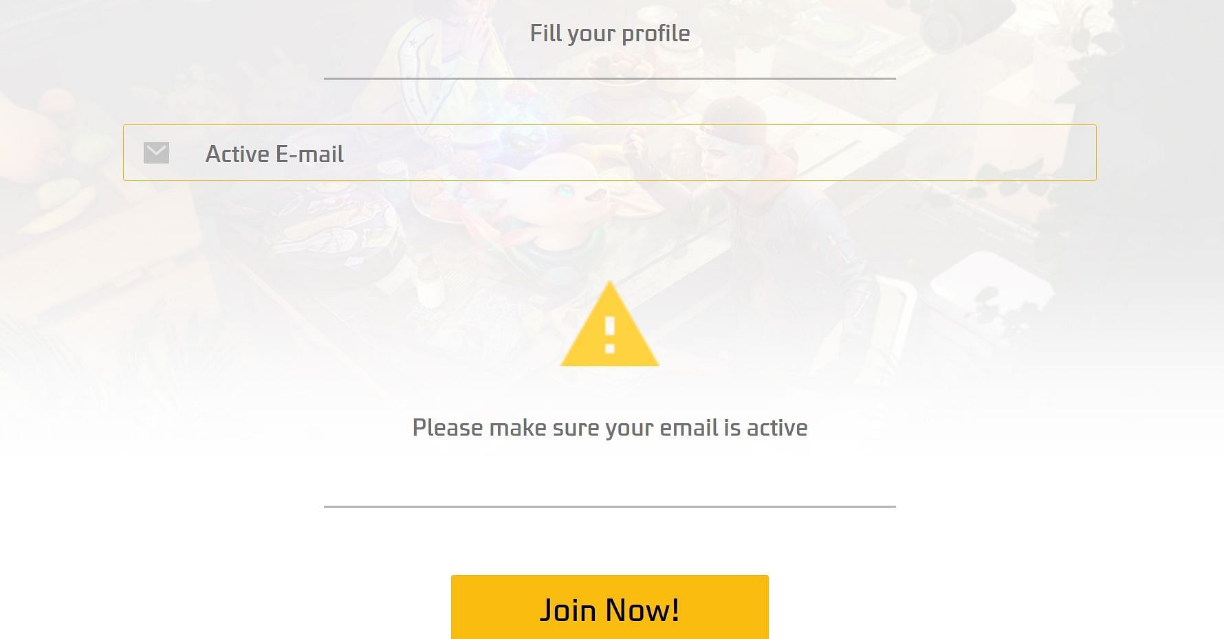 Fill up your profile and hit the Join Now button to complete the registration. (Image via Garena)