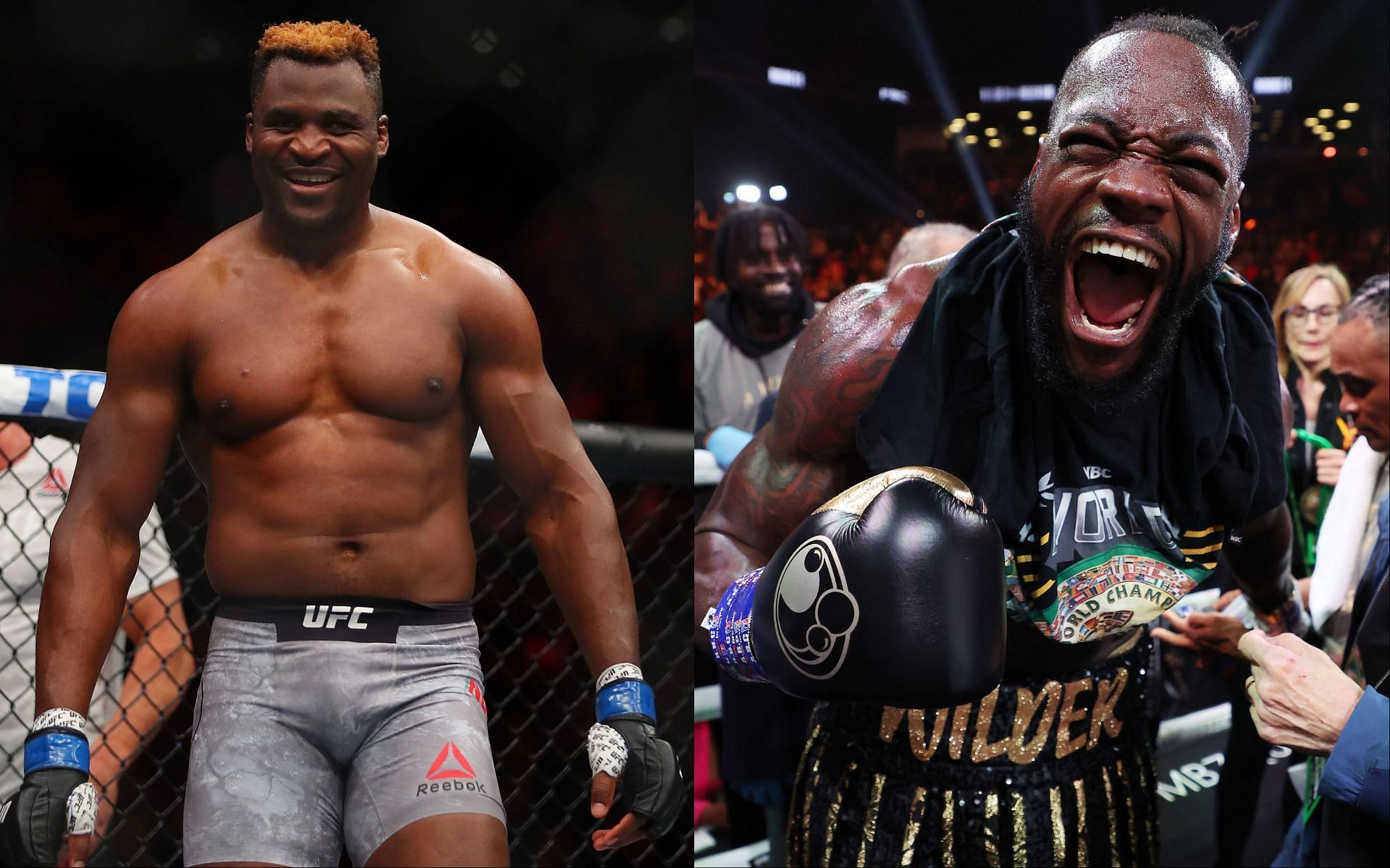 Francis Ngannou (L), and Deontay Wilder (R).