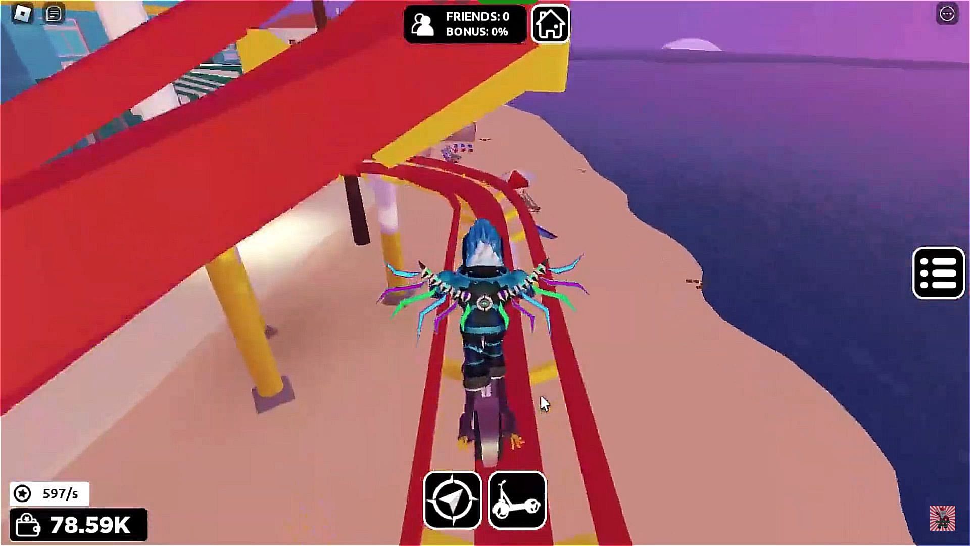 Follow the red track to find a map piece (Image via MistGamez Roblox)
