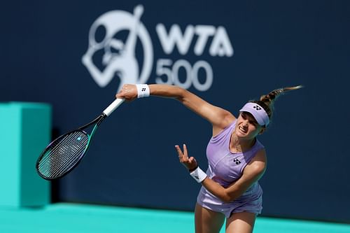 Yastremska serves at the Mubadala Abu Dhabi Open