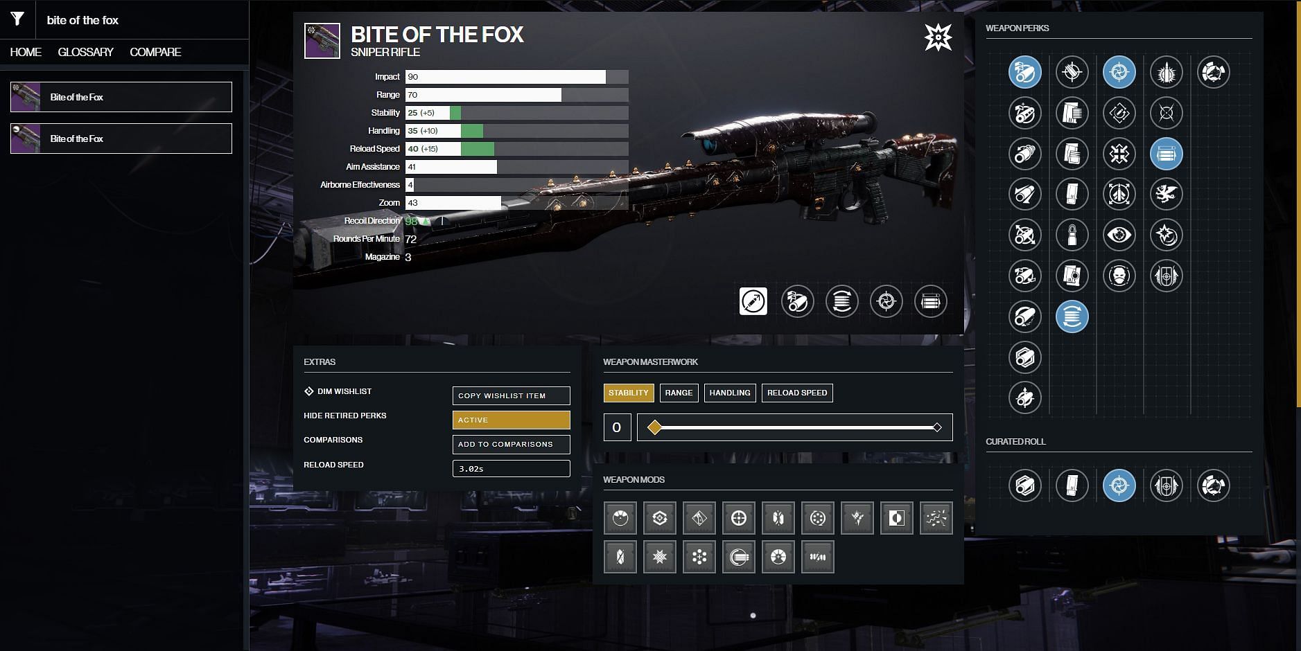 Bite of the Fox Sniper Rifle (Image via Destiny 2 Gunsmith)
