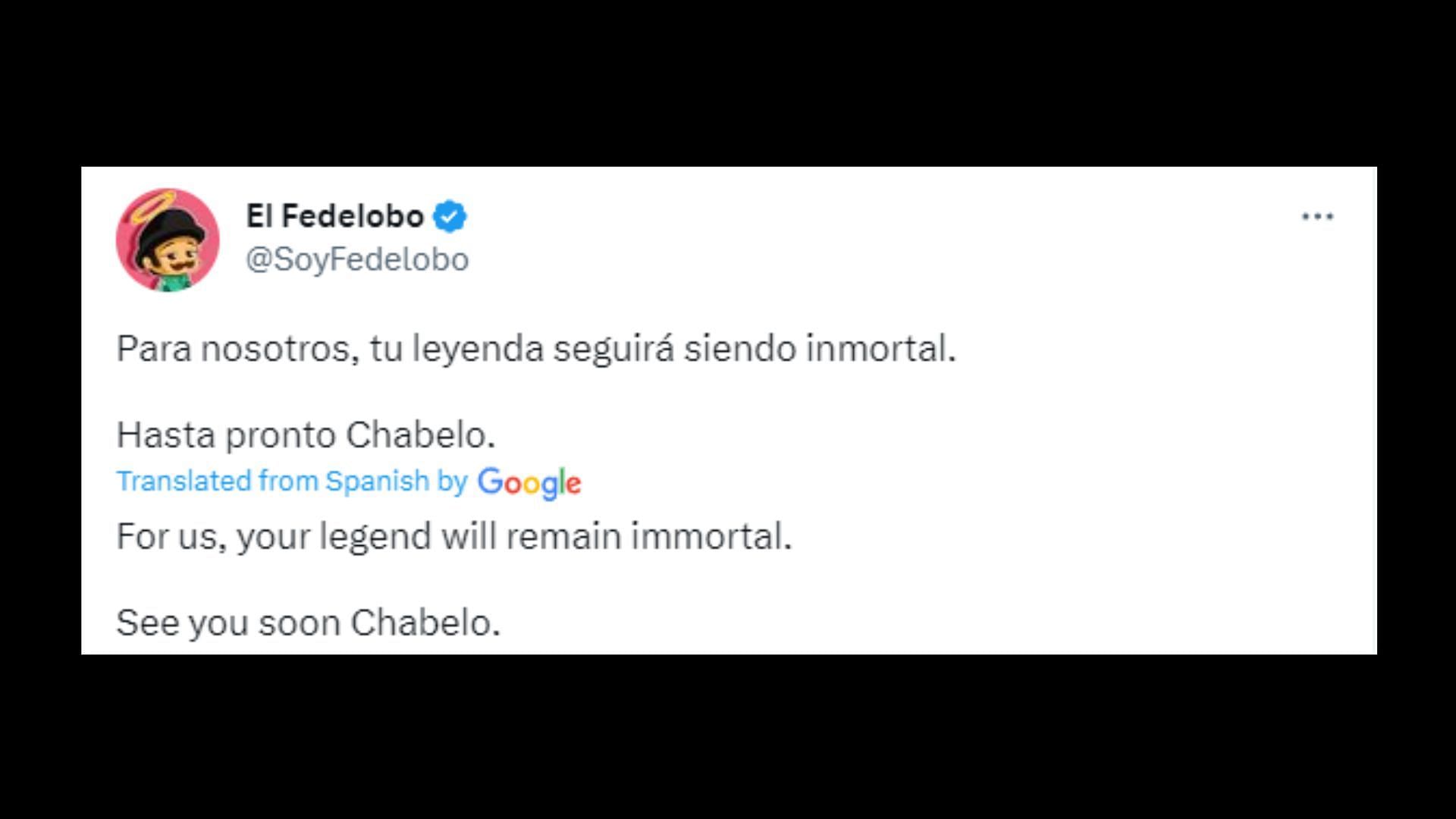 Fans mourn the death of the legend (Image via SoyFedelobo/Twitter)