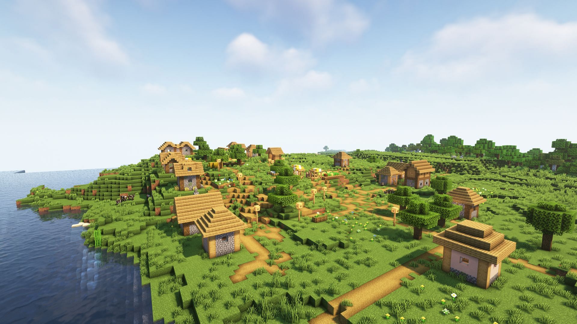 A plains biome village in the Overworld (Image via Mojang)