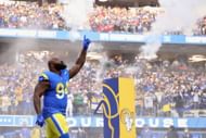 A'Shawn Robinson of the <a href='https://www.sportskeeda.com/nfl/los-angeles-rams' target='_blank' rel='noopener noreferrer'>Los Angeles Rams</a> runs onto the field.